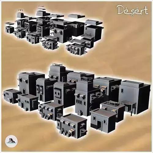 Large set of fourteen flat-roofed desert buildings 7 - Canyon Sa