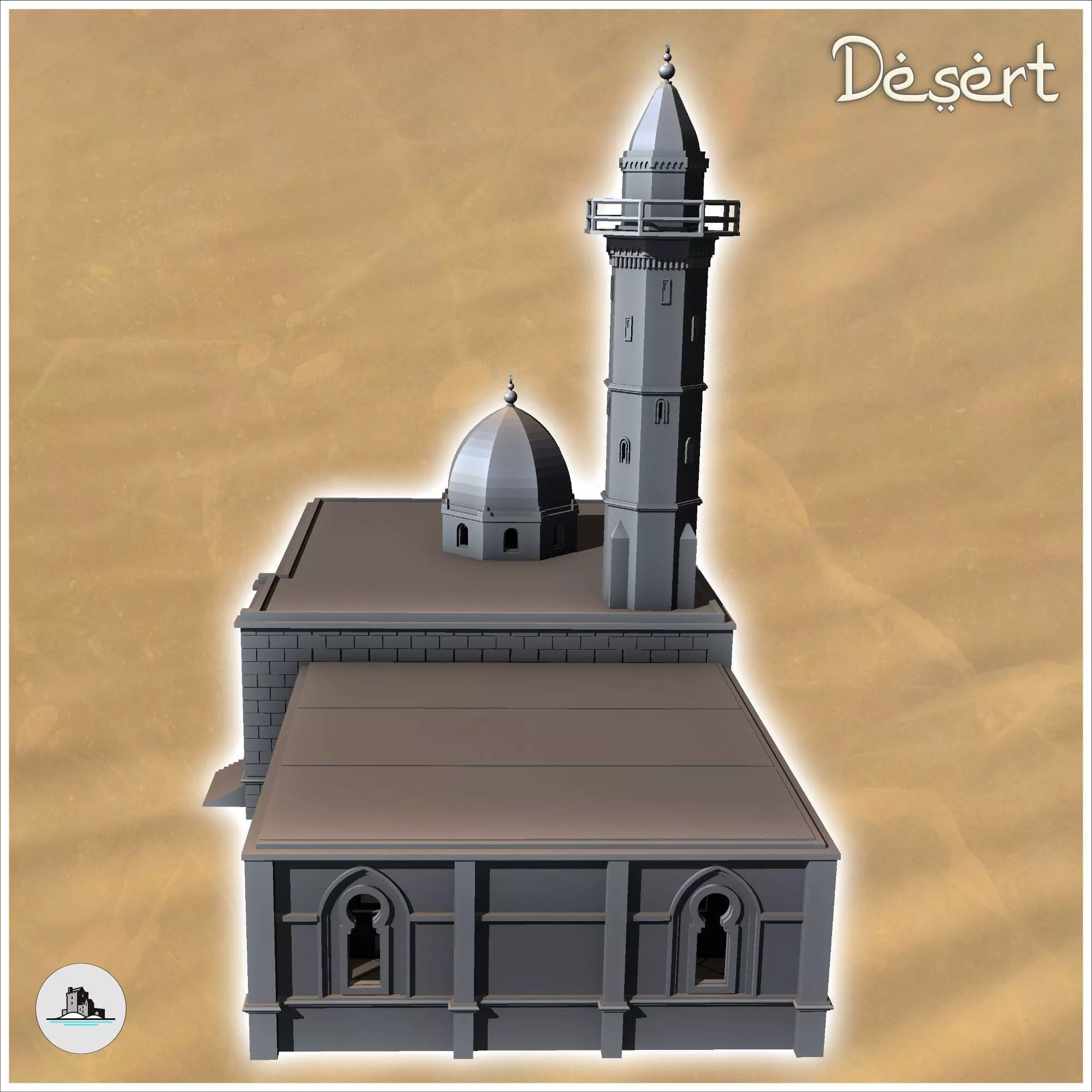 Eastern Arab Mosque with domed minaret and annex 16 - Canyon San 3D print model_4