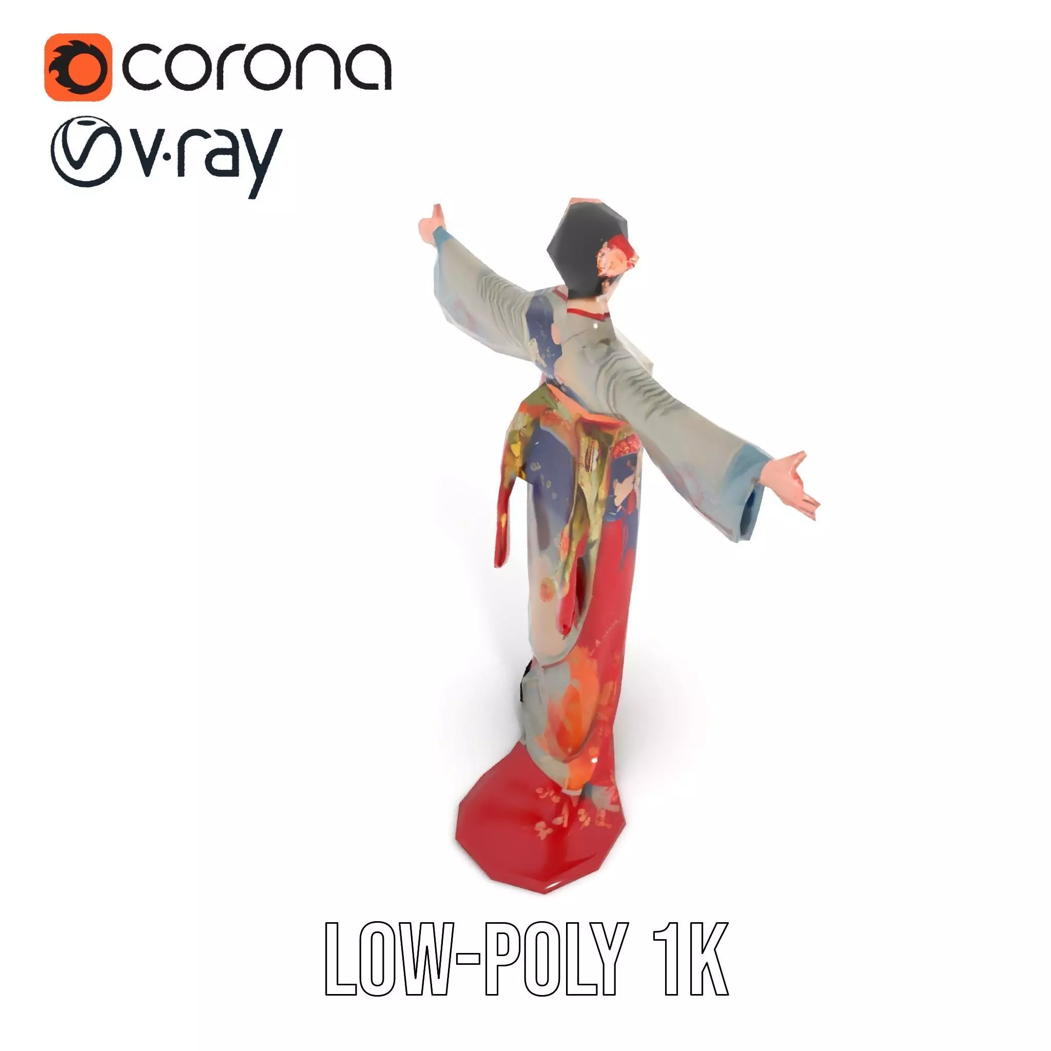 Elegant Kimono Attire model pack Low-poly 3D model_20