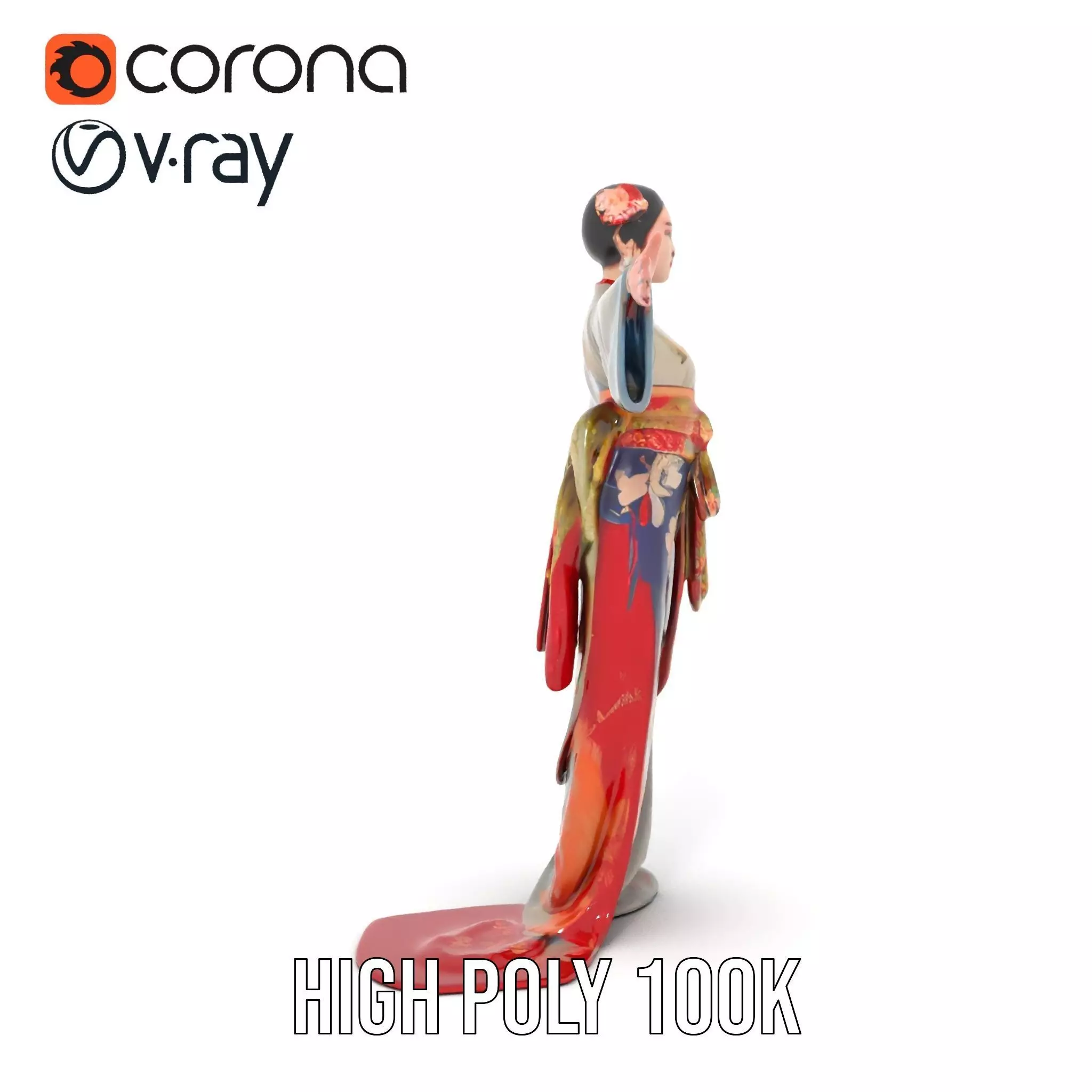 Elegant Kimono Attire model pack Low-poly 3D model_33