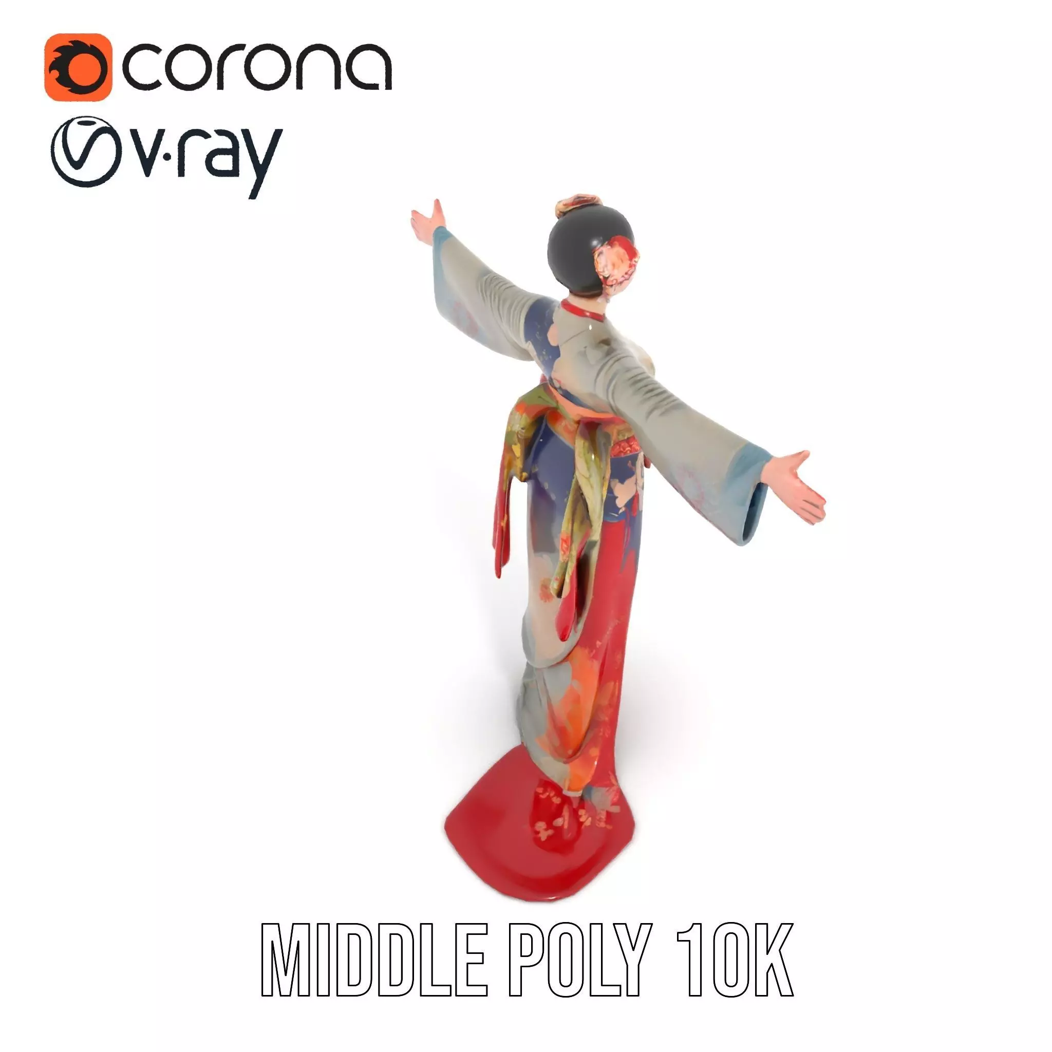 Elegant Kimono Attire model pack Low-poly 3D model_7