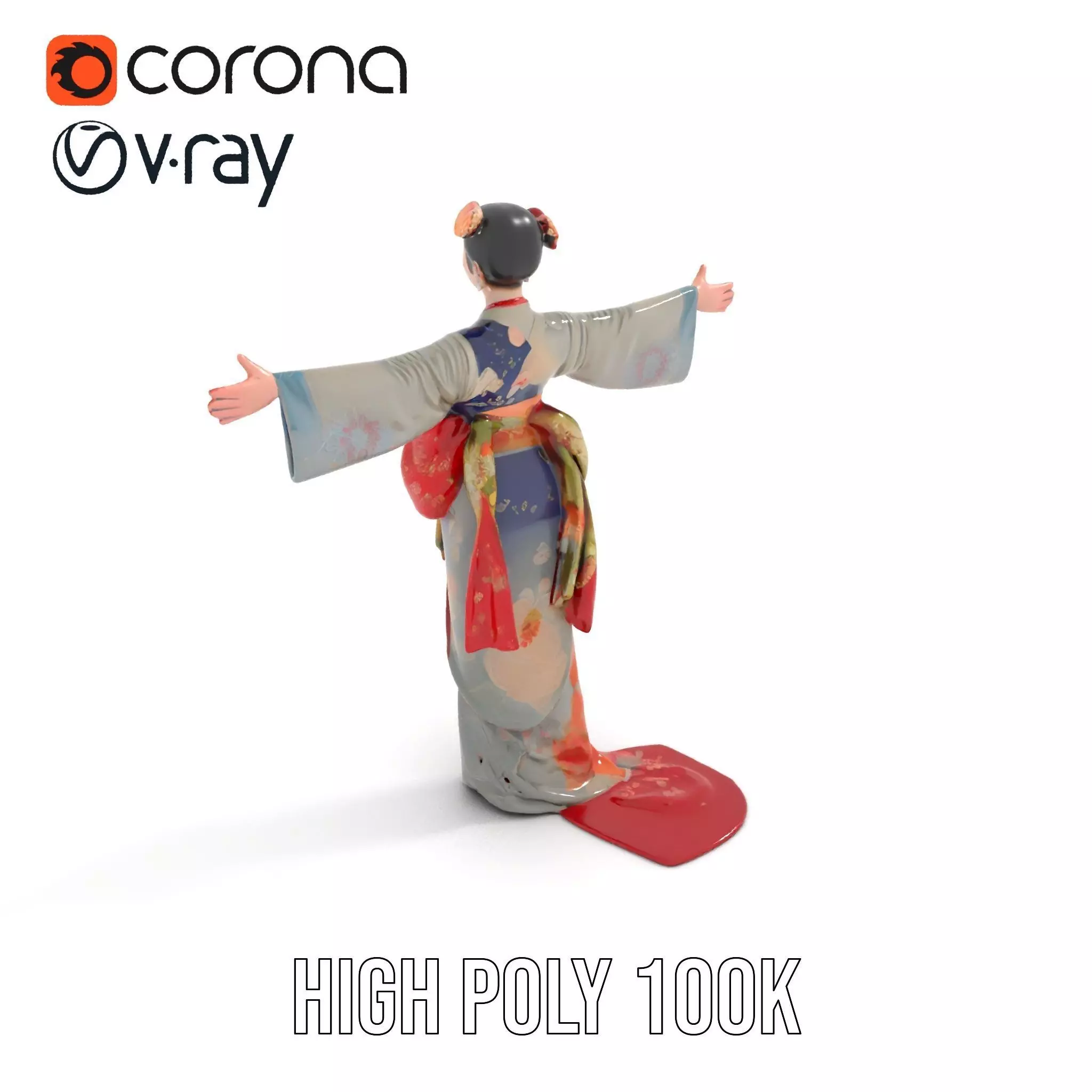 Elegant Kimono Attire model pack Low-poly 3D model_11