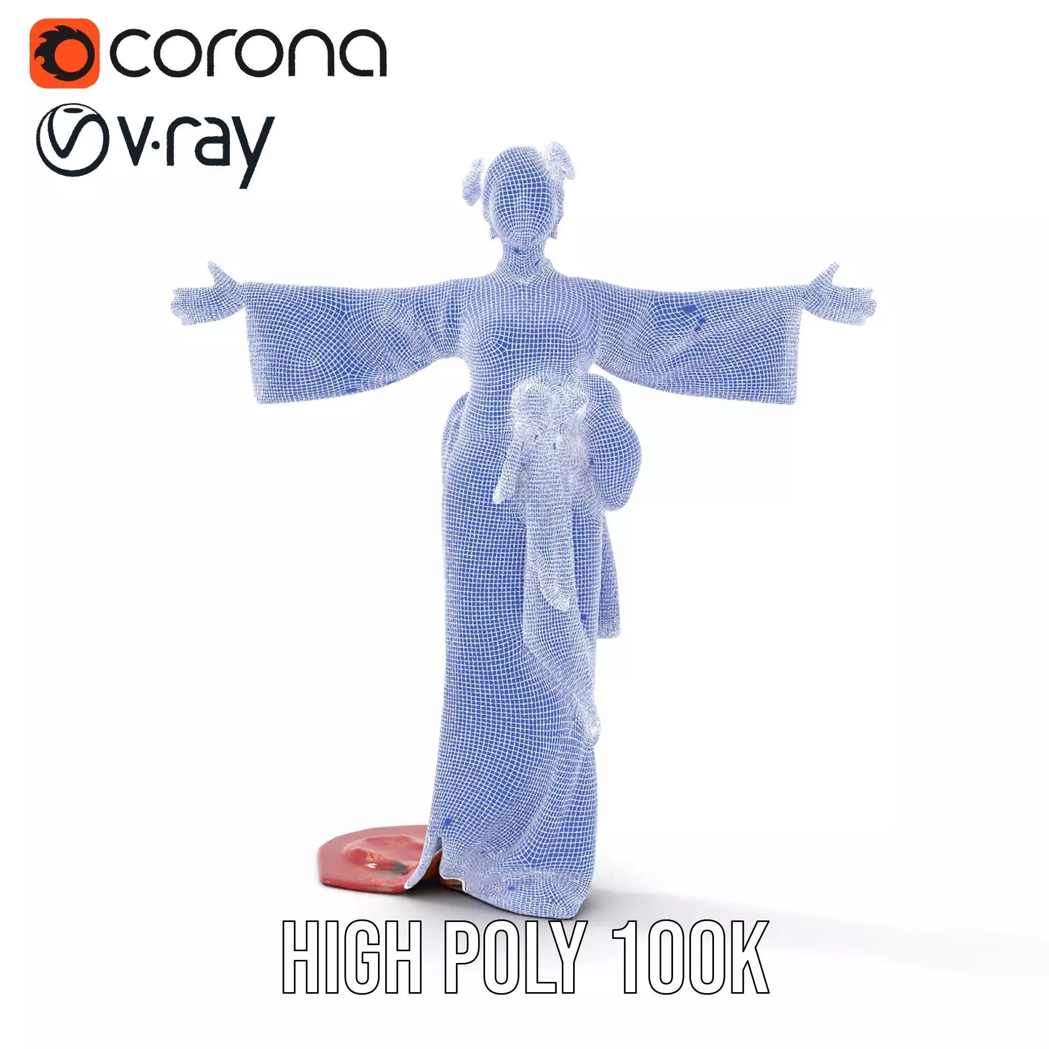 Elegant Kimono Attire model pack Low-poly 3D model_35