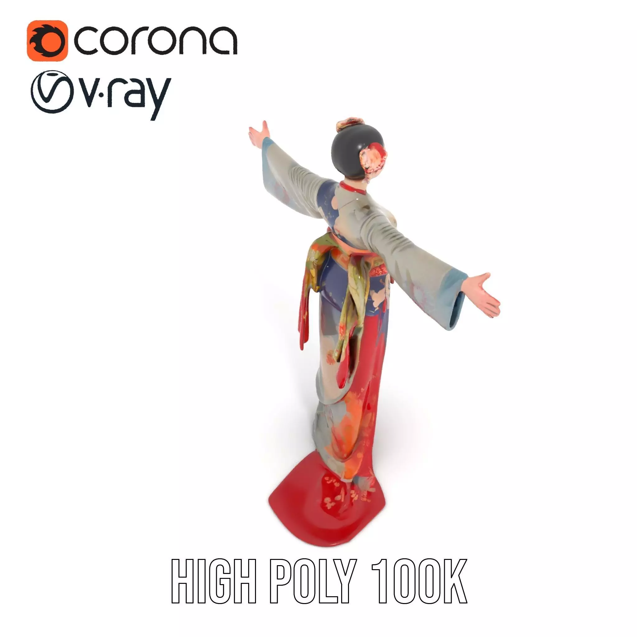 Elegant Kimono Attire model pack Low-poly 3D model_18