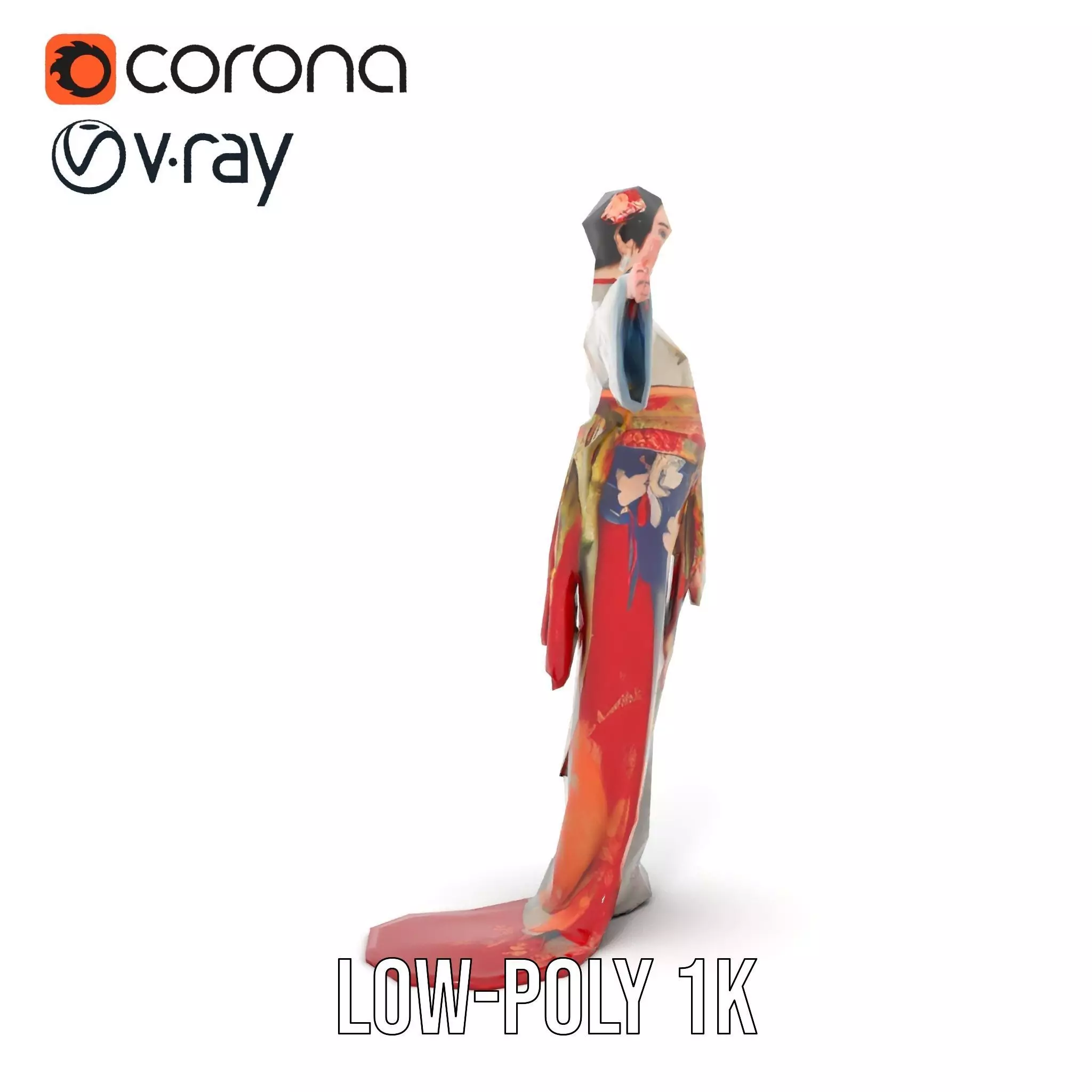 Elegant Kimono Attire model pack Low-poly 3D model_29