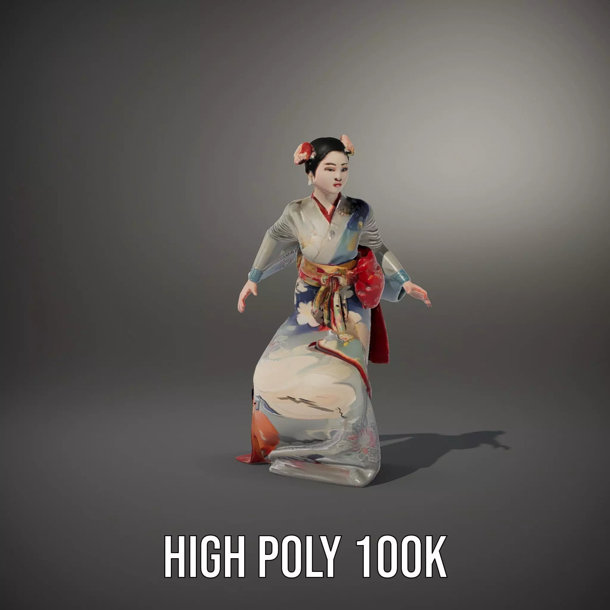 Elegant Kimono Attire model pack Low-poly 3D model_9