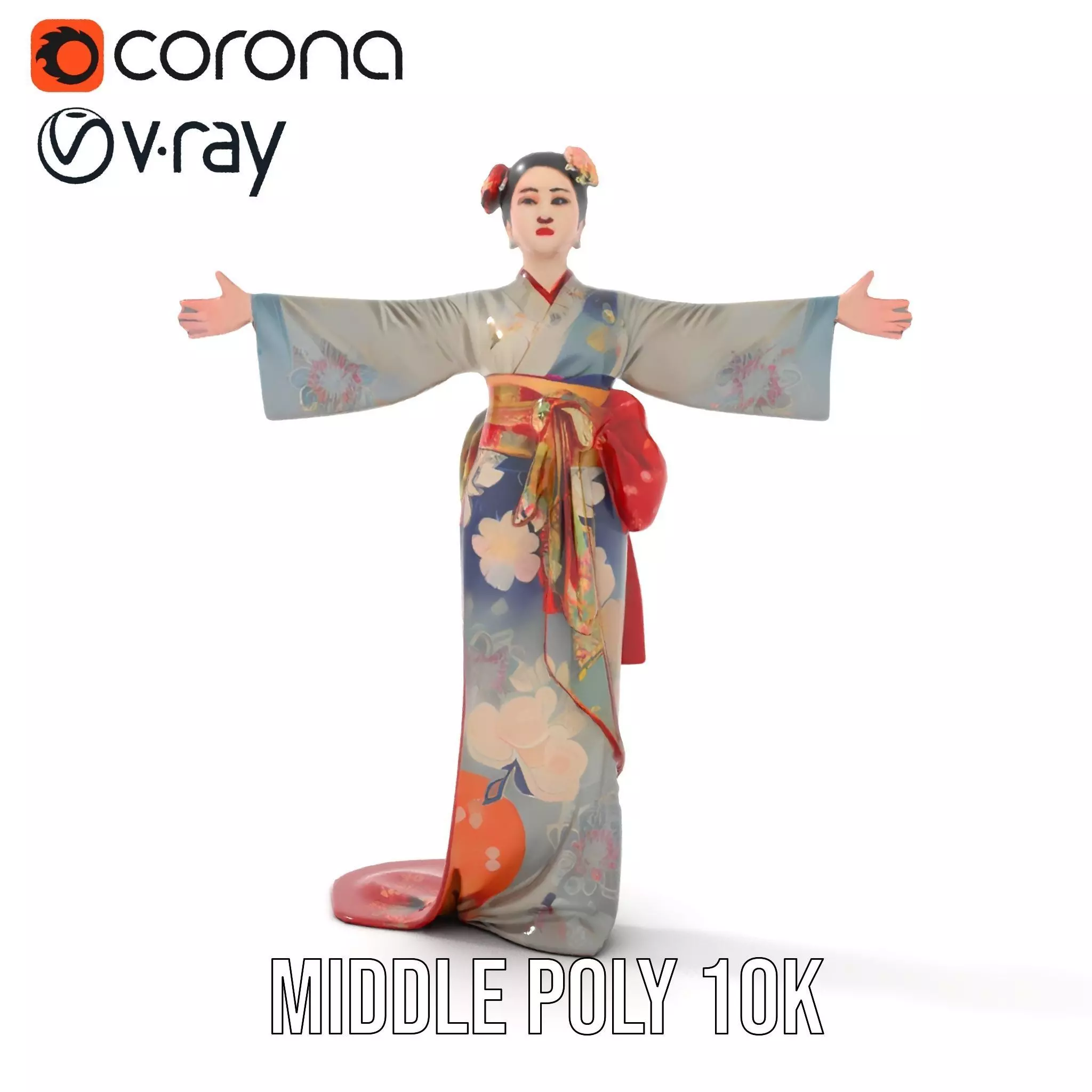 Elegant Kimono Attire model pack Low-poly 3D model_28