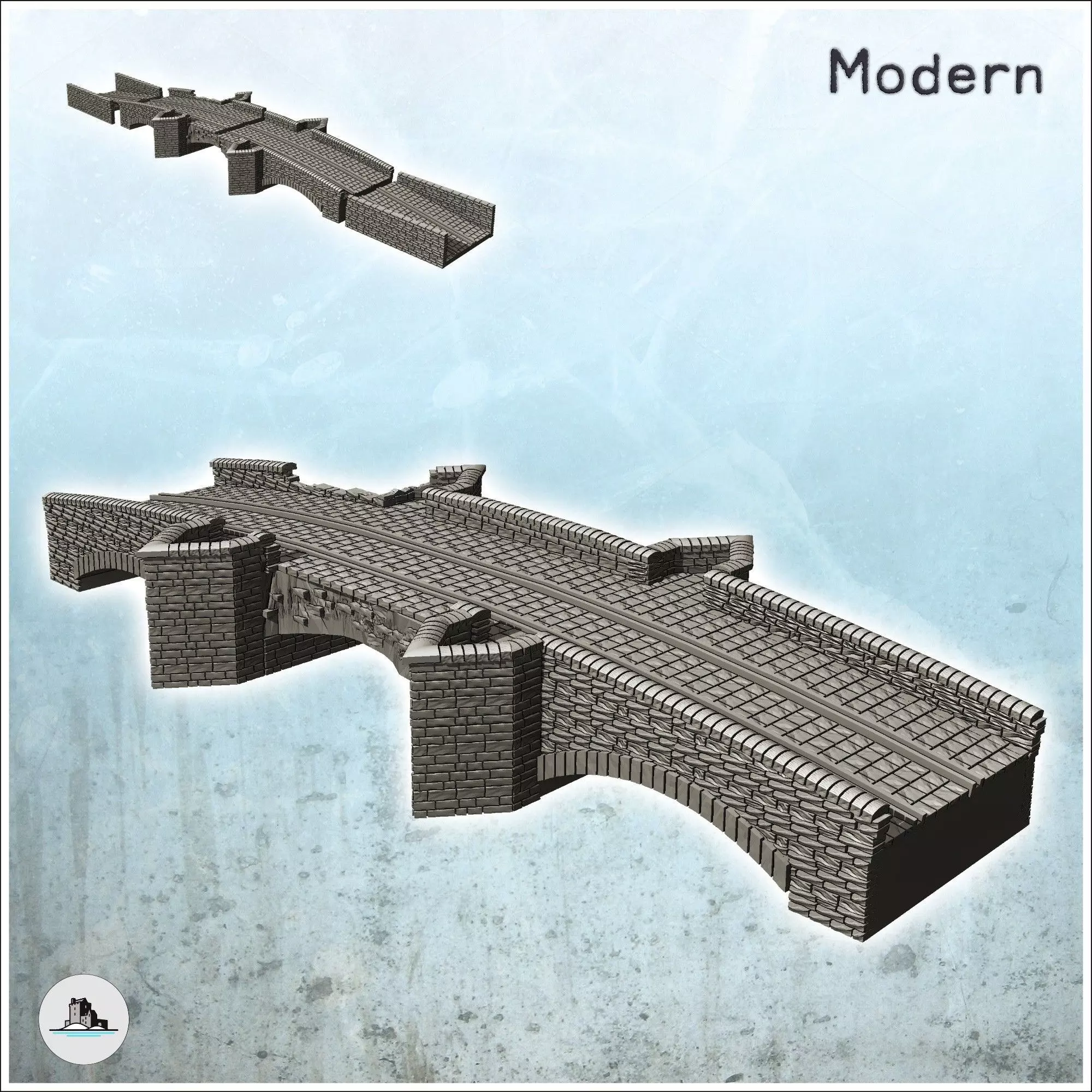 Stone bridge with four triangular pillars 2 - Modern WW2 WW1 Wor 3D print model_0
