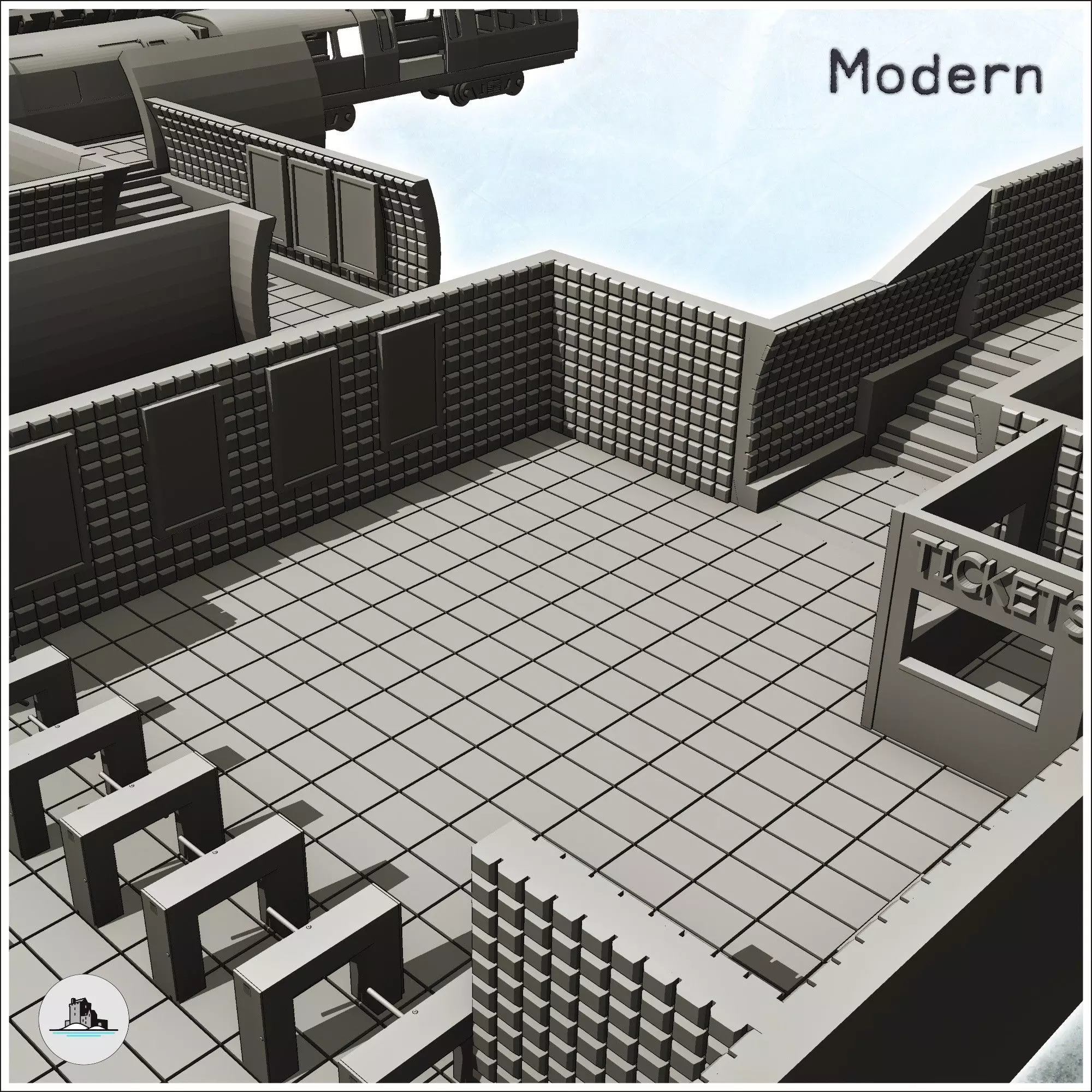 Modular set of underground subway network with tunnels and acces 3D print model_8
