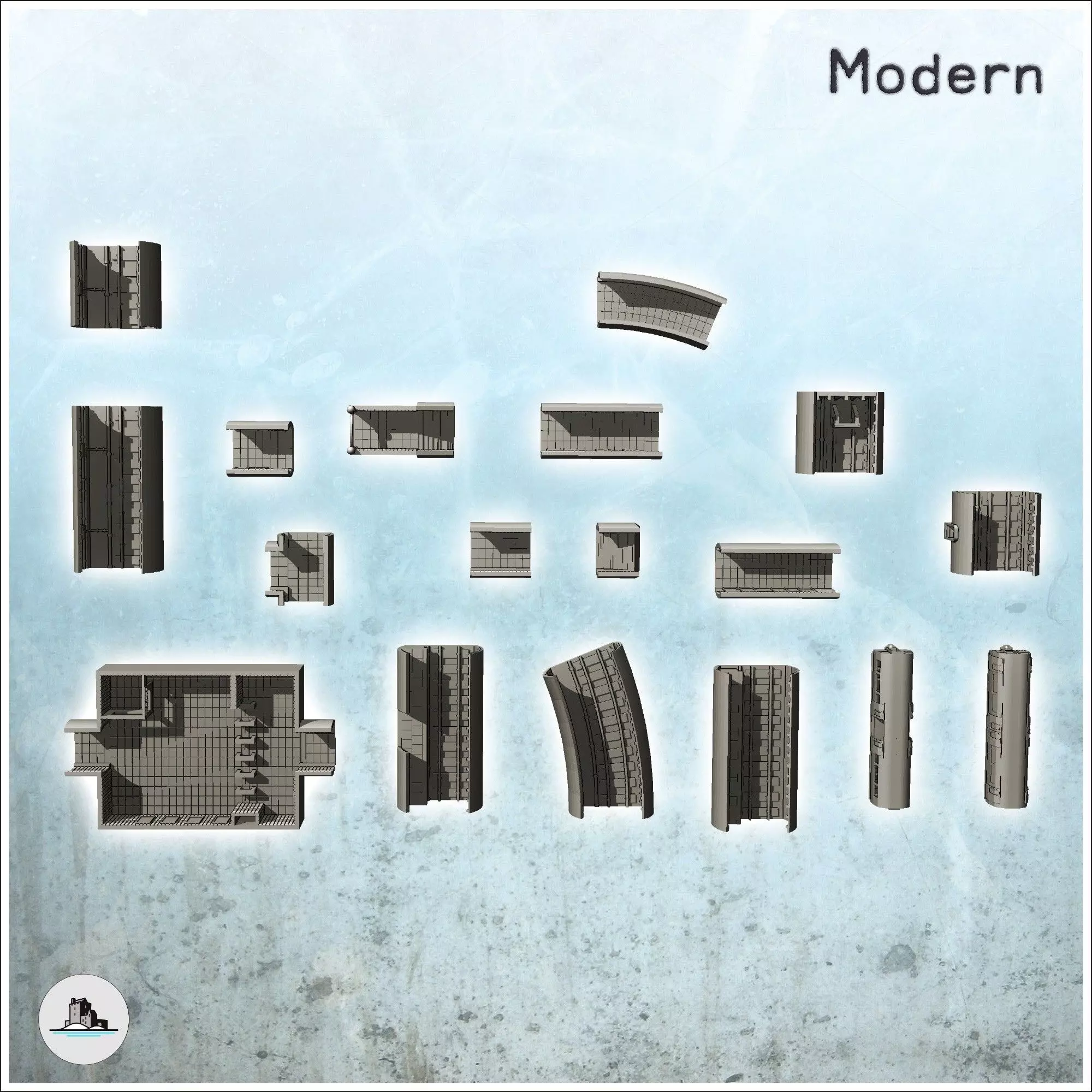Modular set of underground subway network with tunnels and acces 3D print model_6