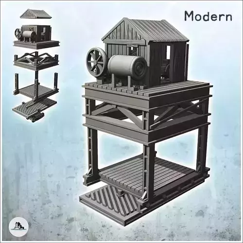 Industrial crane on rail 8 - Modern WW2 WW1 World War Diaroma Wa