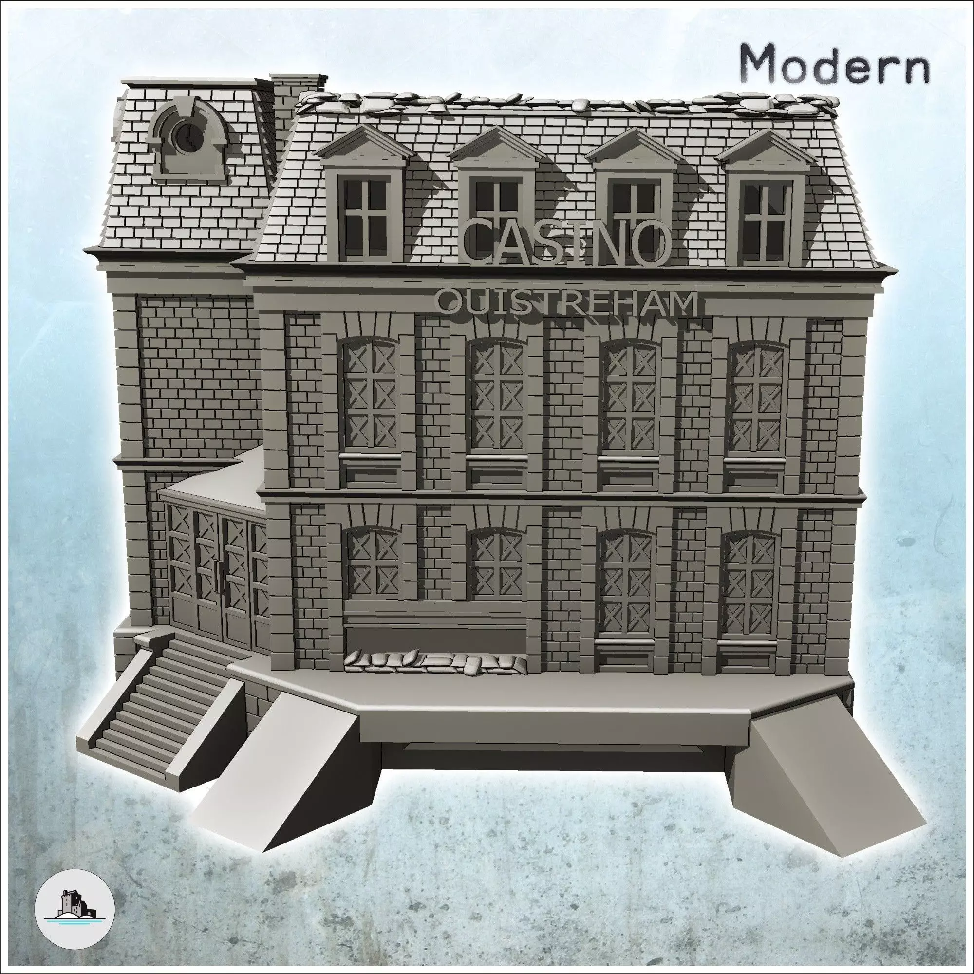 Casino of Ouistreham Caen Calvados Normandy - Modern WW2 WW1 Wor 3D print model_5