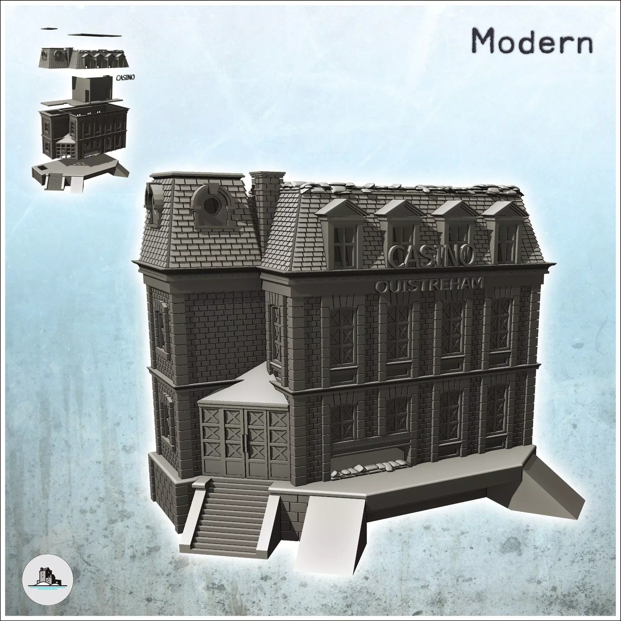 Casino of Ouistreham Caen Calvados Normandy - Modern WW2 WW1 Wor 3D print model_0