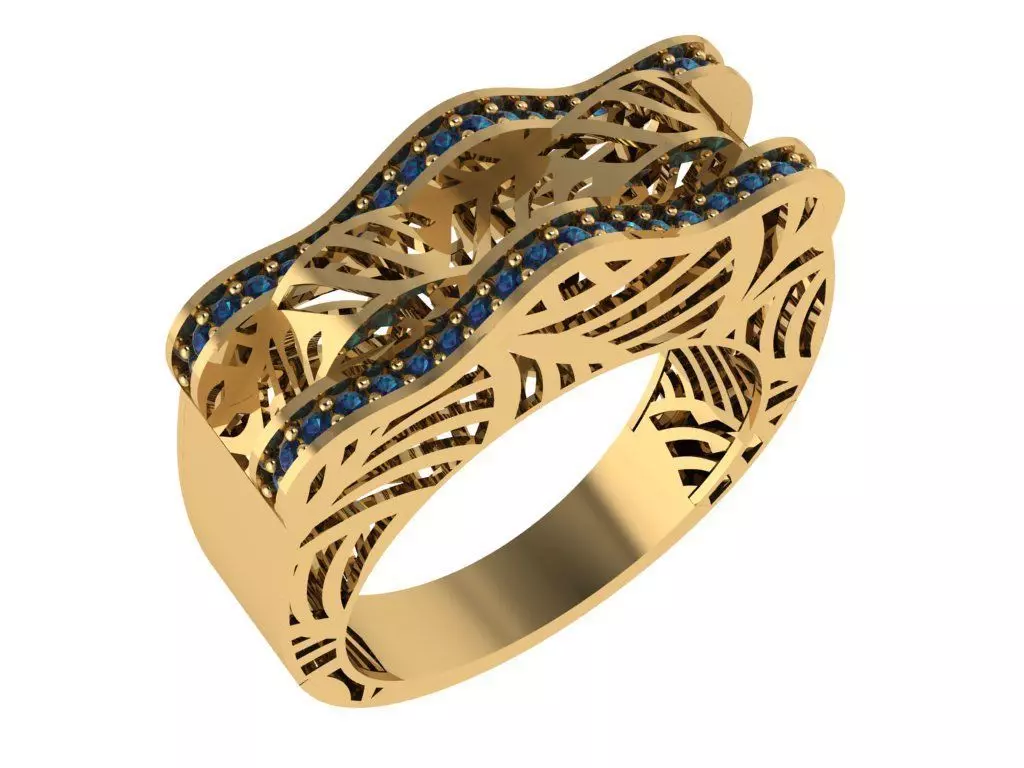 Custom Design Gold Bracelet and Ring 3D print model_1