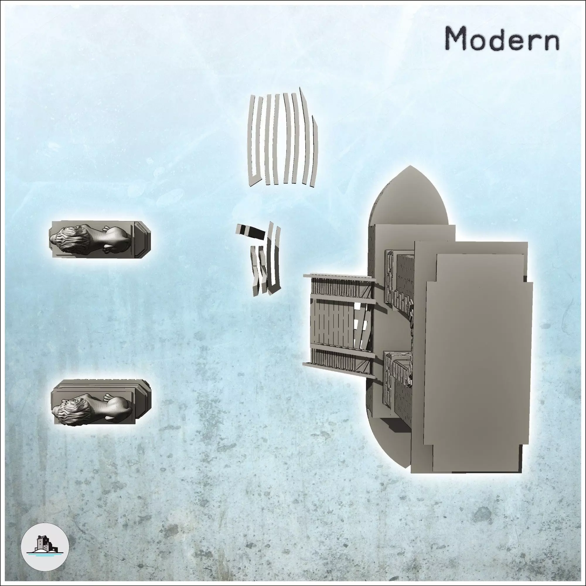 Ruined Szechenyi Chain Bridge Budapest Hungary - Modern WW2 WW1  3D print model_7