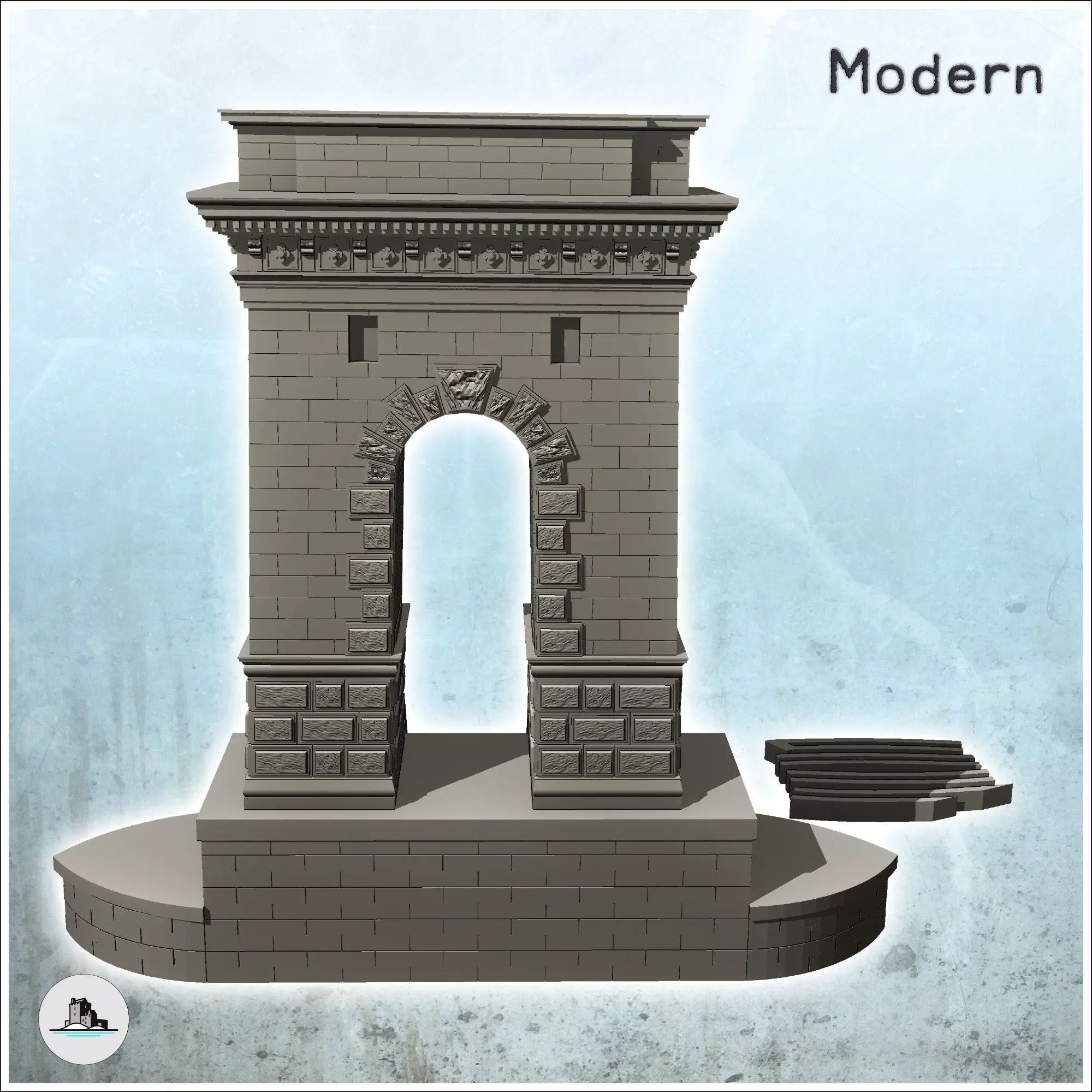 Ruined Szechenyi Chain Bridge Budapest Hungary - Modern WW2 WW1  3D print model_5