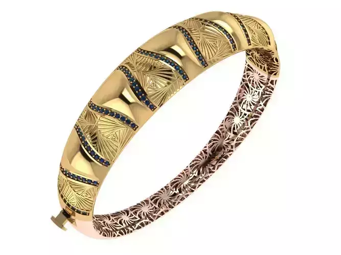 Custom Design Gold Bracelet and Ring 3D print model