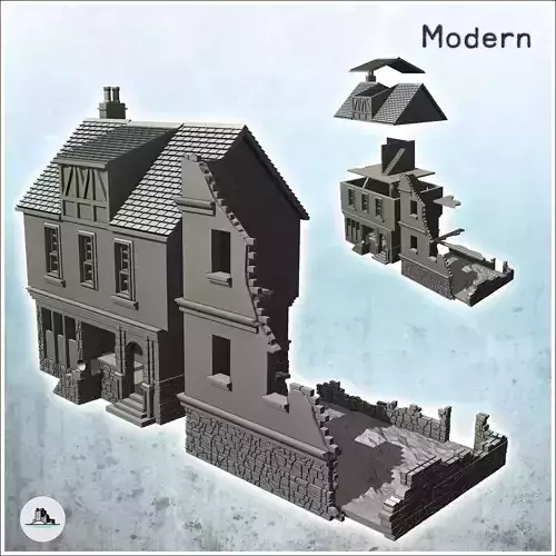 Set of ruined houses with floors and stairs 11 - Modern WW2 WW1 