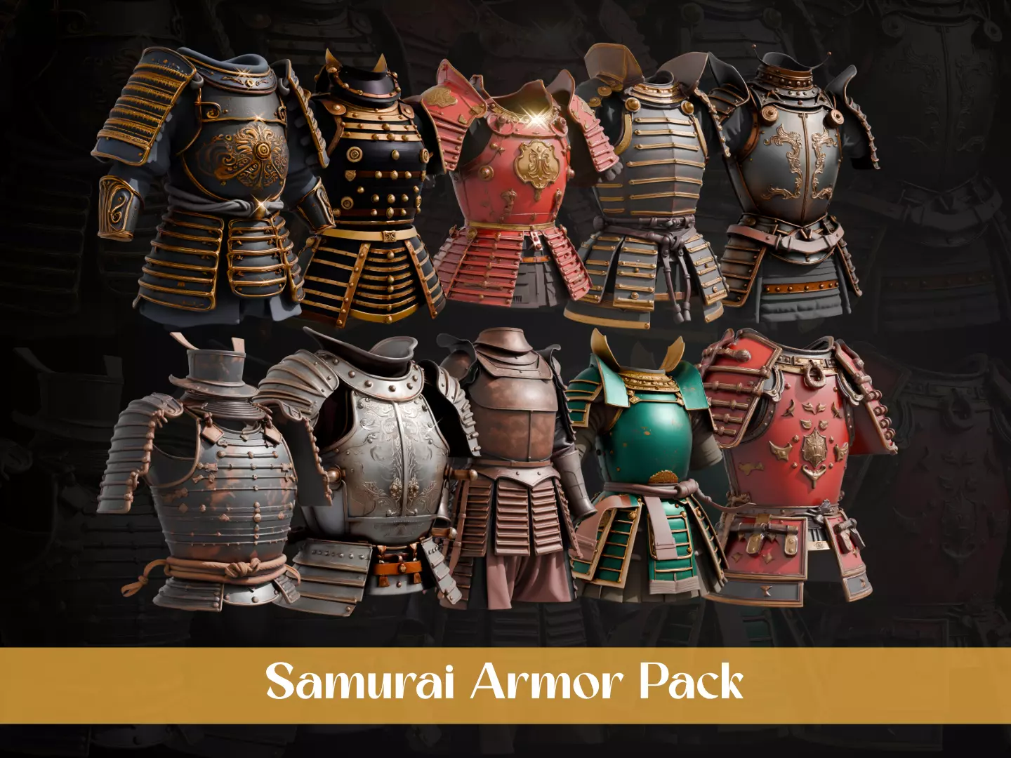 Stylized Samurai Armor Pack 3D Model Collection_0