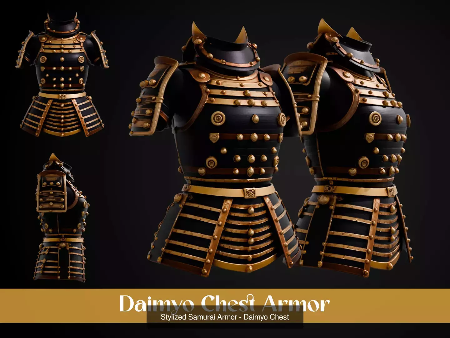 Stylized Samurai Armor Pack 3D Model Collection_2