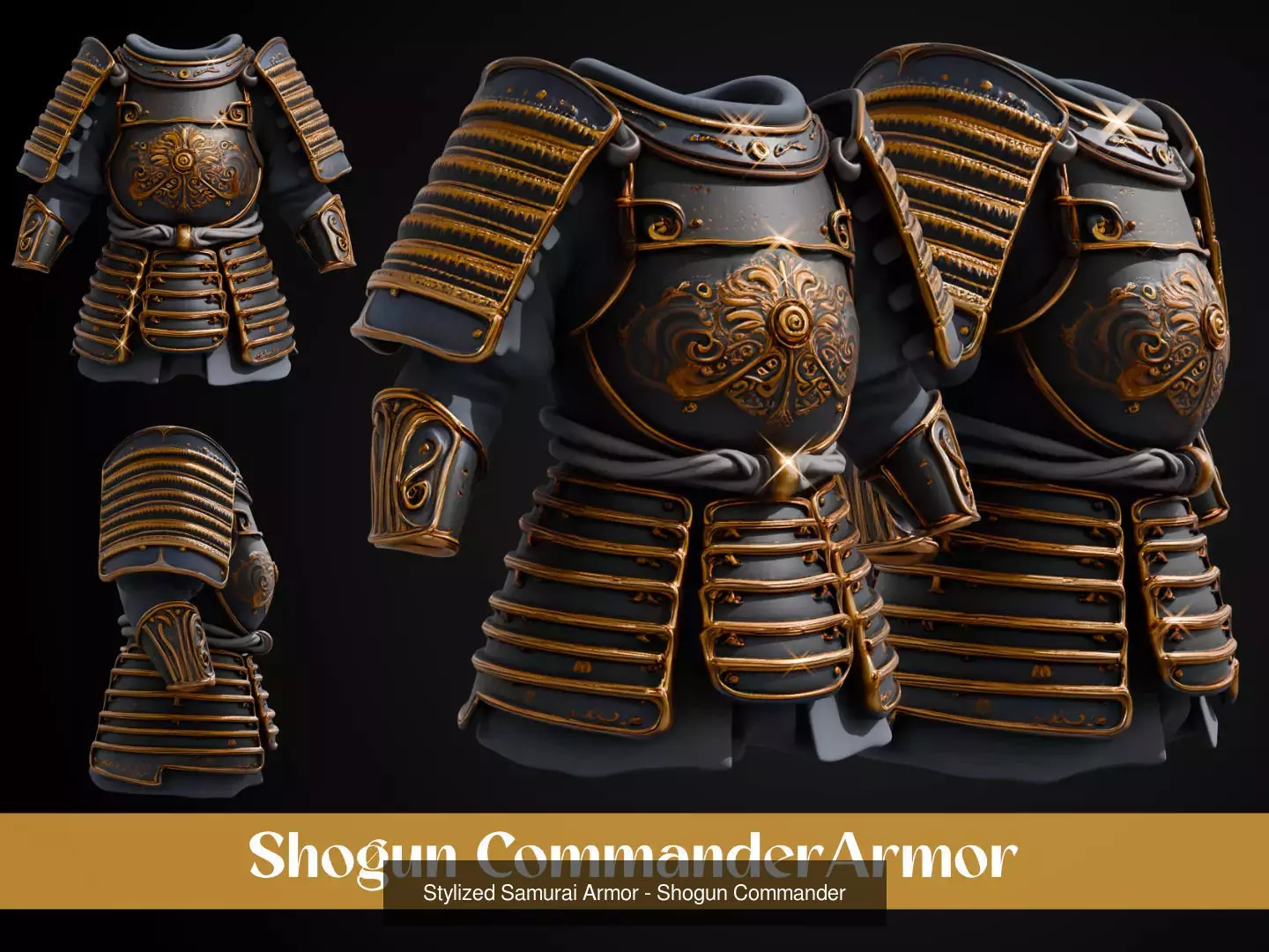 Stylized Samurai Armor Pack 3D Model Collection_1