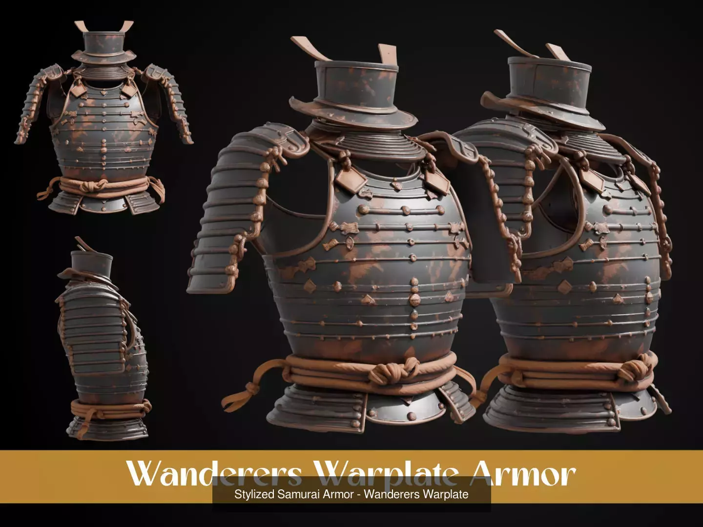 Stylized Samurai Armor Pack 3D Model Collection_6