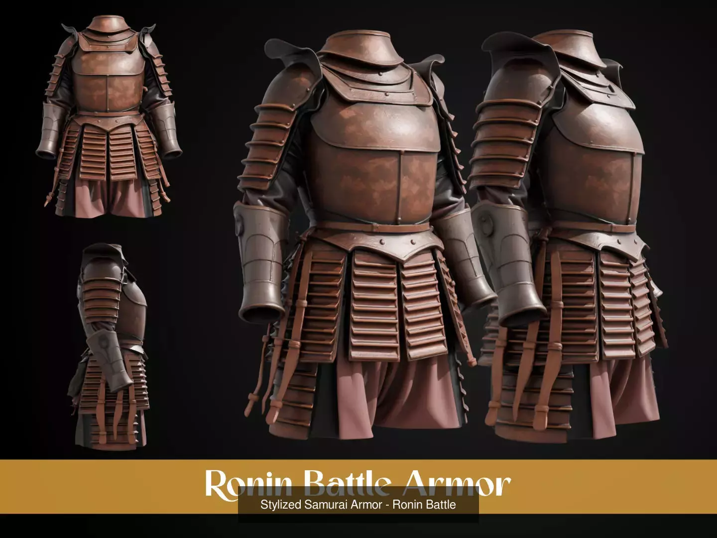 Stylized Samurai Armor Pack 3D Model Collection_9