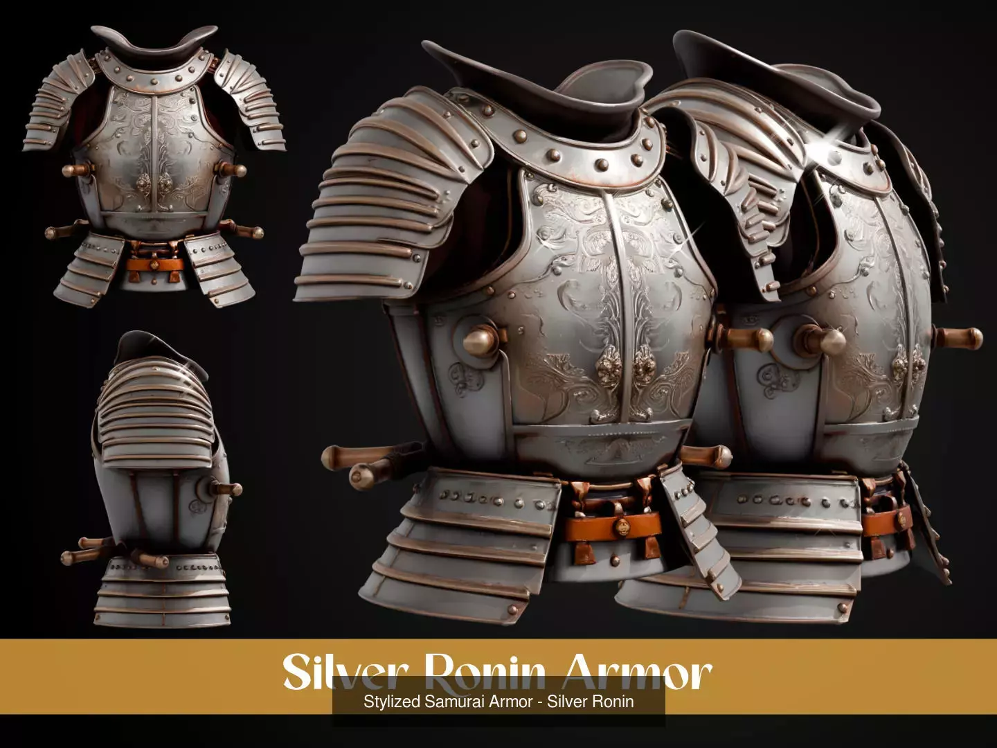 Stylized Samurai Armor Pack 3D Model Collection_8