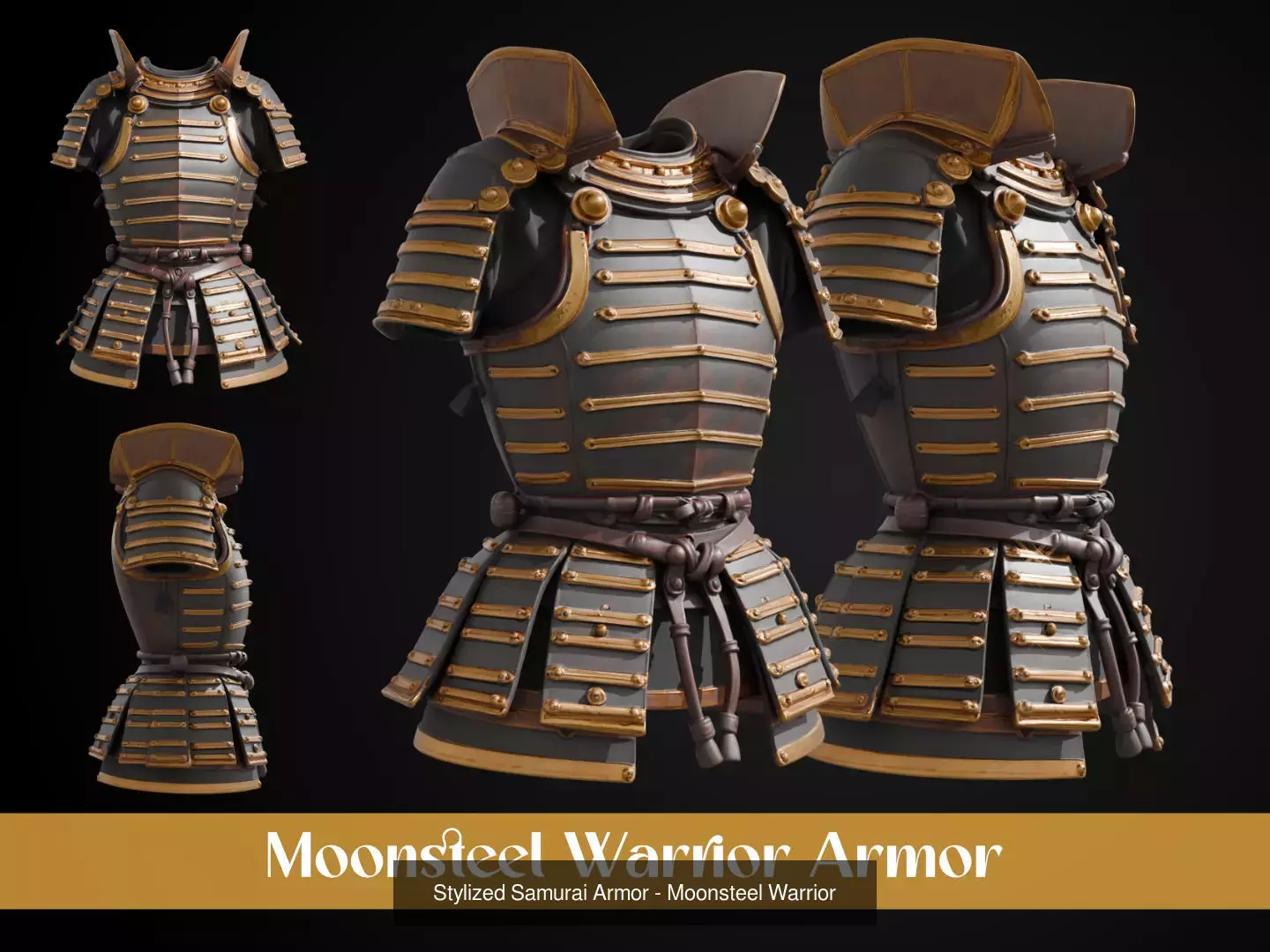 Stylized Samurai Armor Pack 3D Model Collection_4
