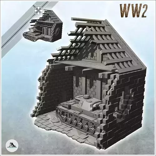Ruined building with Panzer III Ausf J 20 - World War Two Second