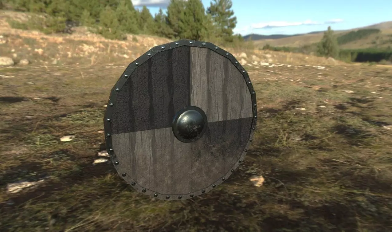 Viking Shield PBR Free low-poly 3D model_0