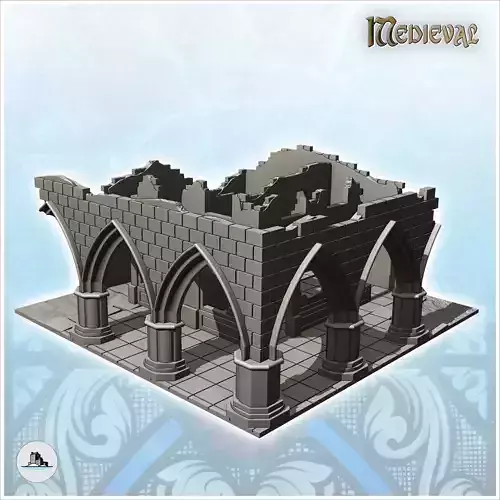 Ruined building with external courtyard with arches 21 - Modern  3D print model