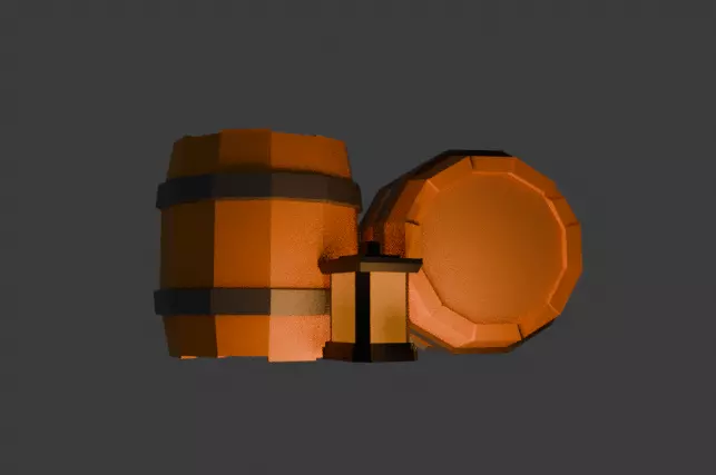 Low-Poly Barrel Low-poly 3D model_1