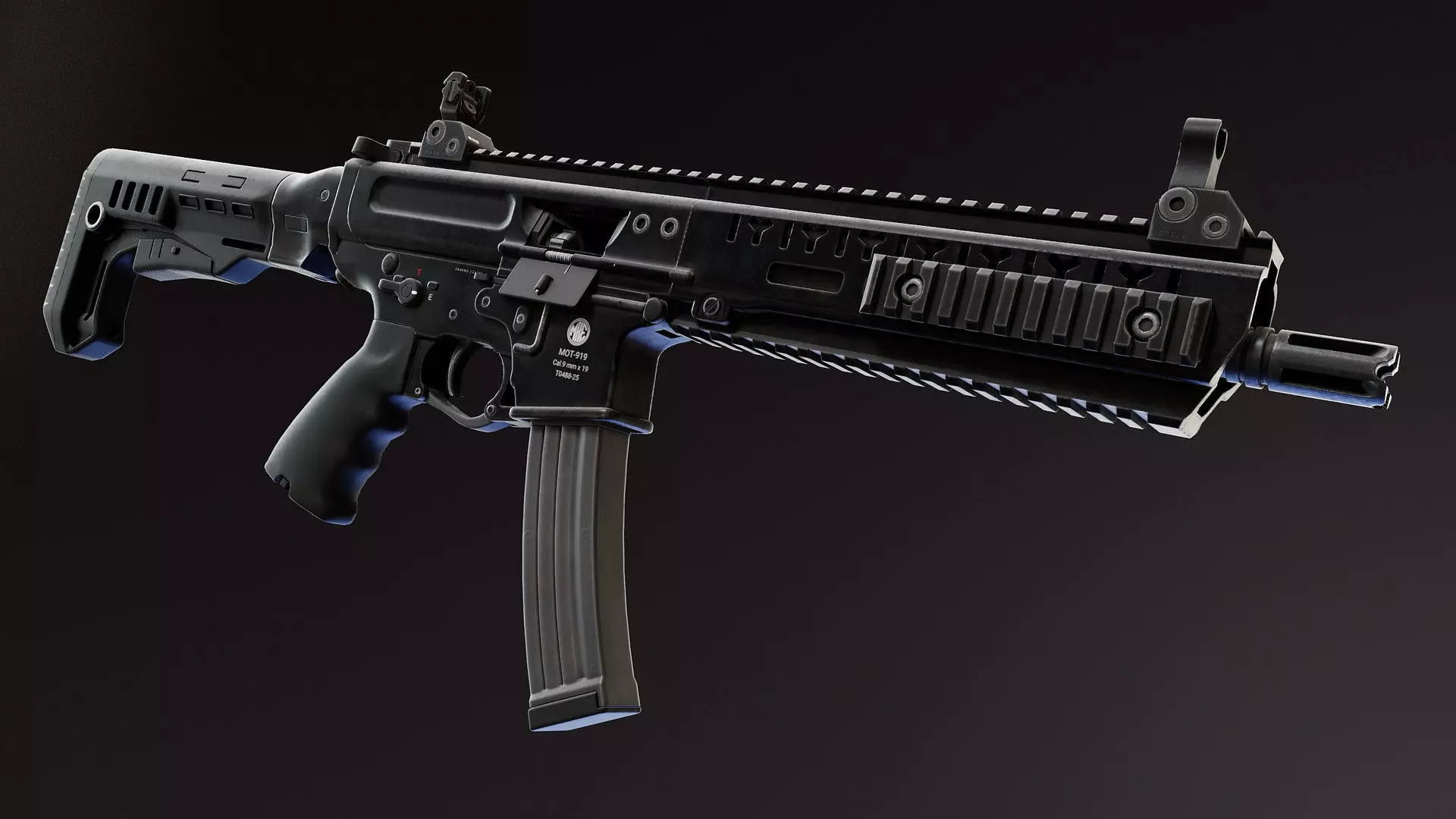 MOT 919 Submachine Gun Low-poly 3D model_4