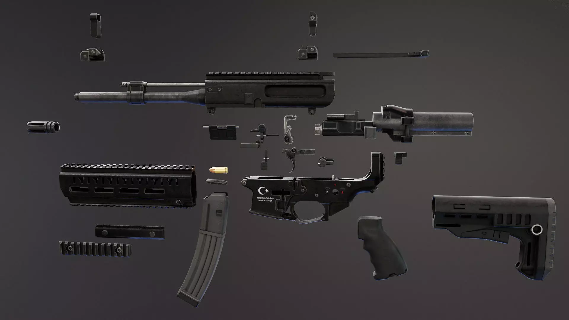 MOT 919 Submachine Gun Low-poly 3D model_10