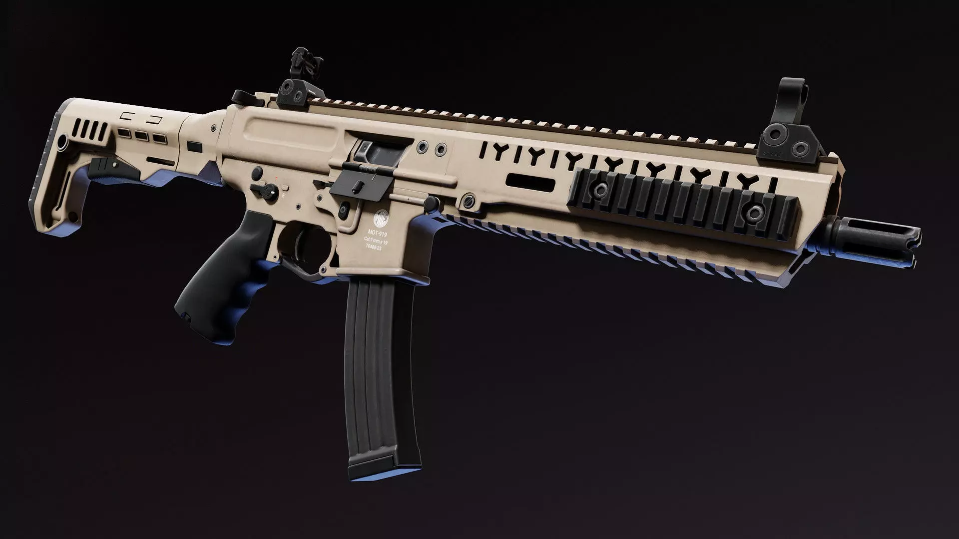 MOT 919 Submachine Gun Low-poly 3D model_3