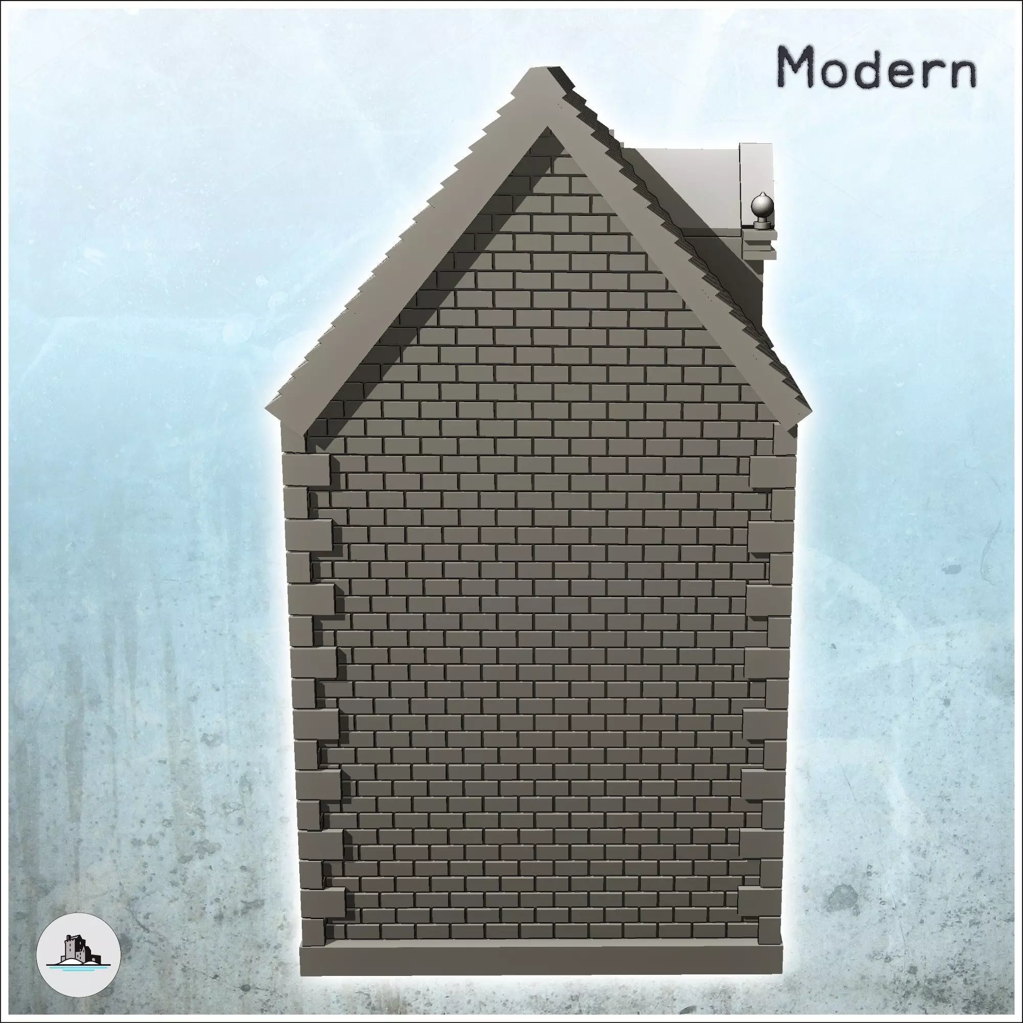 Set of two brick buildings with floors 28 - Modern WW2 WW1 World 3D print model_4