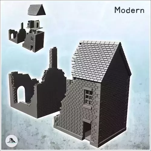 Set of two brick buildings with floors 28 - Modern WW2 WW1 World