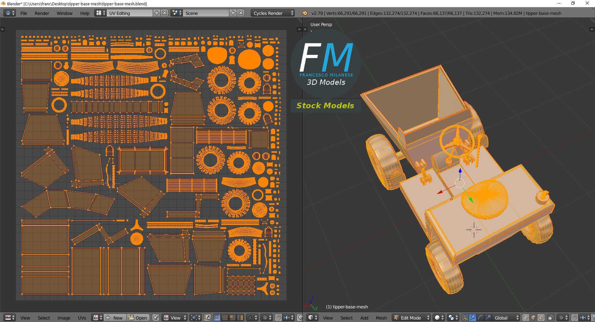 Tipper base mesh 3D model_10