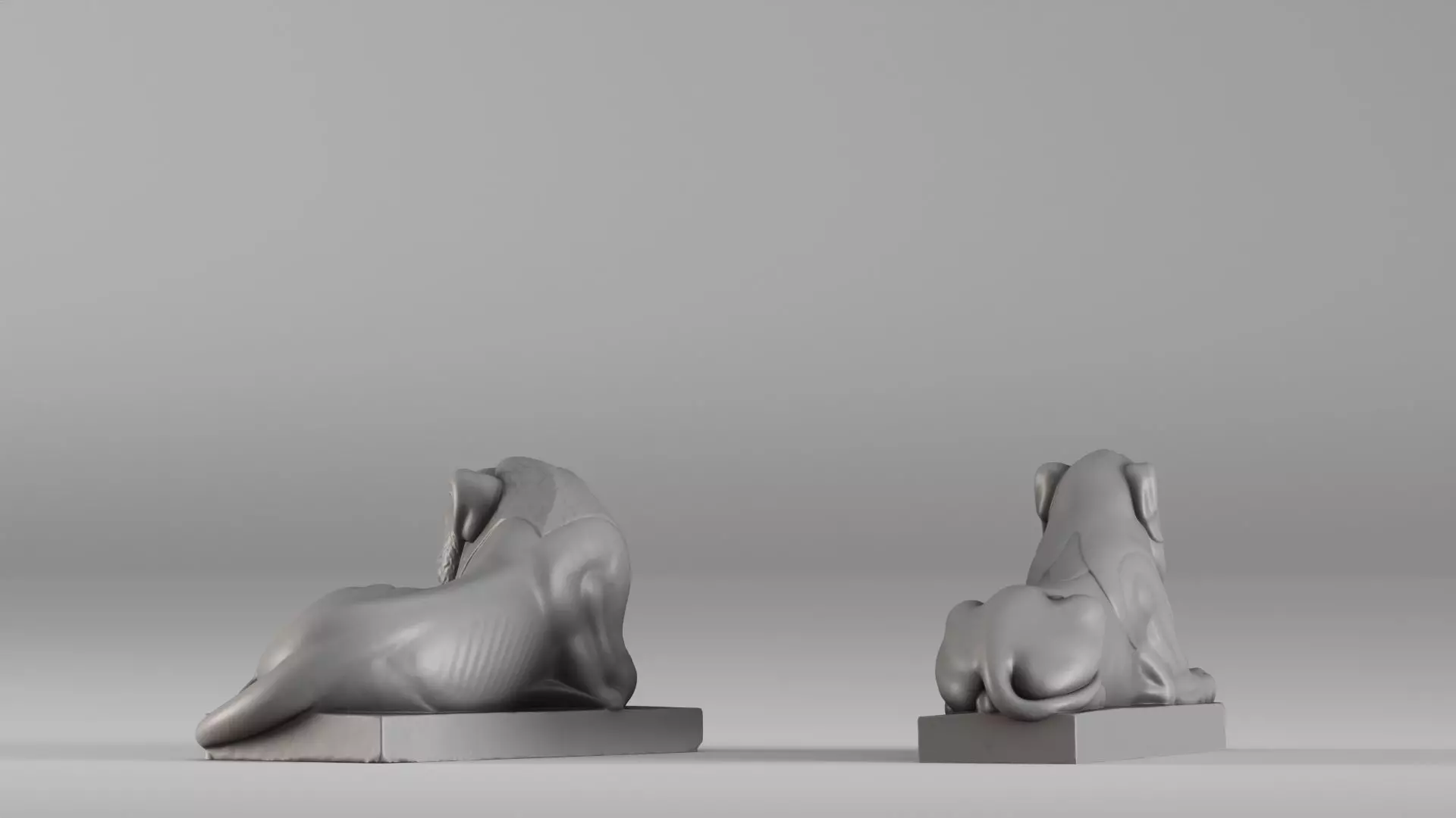 S00088 Pair of Stone Lions Sculptures 3D print model_5