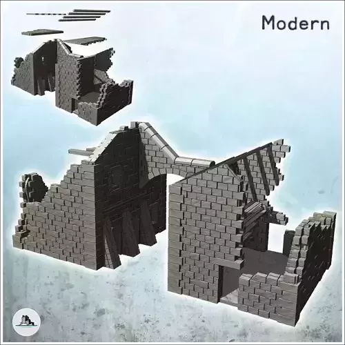 Ruined stone building with archway and frame 35 - Modern WW2 WW1