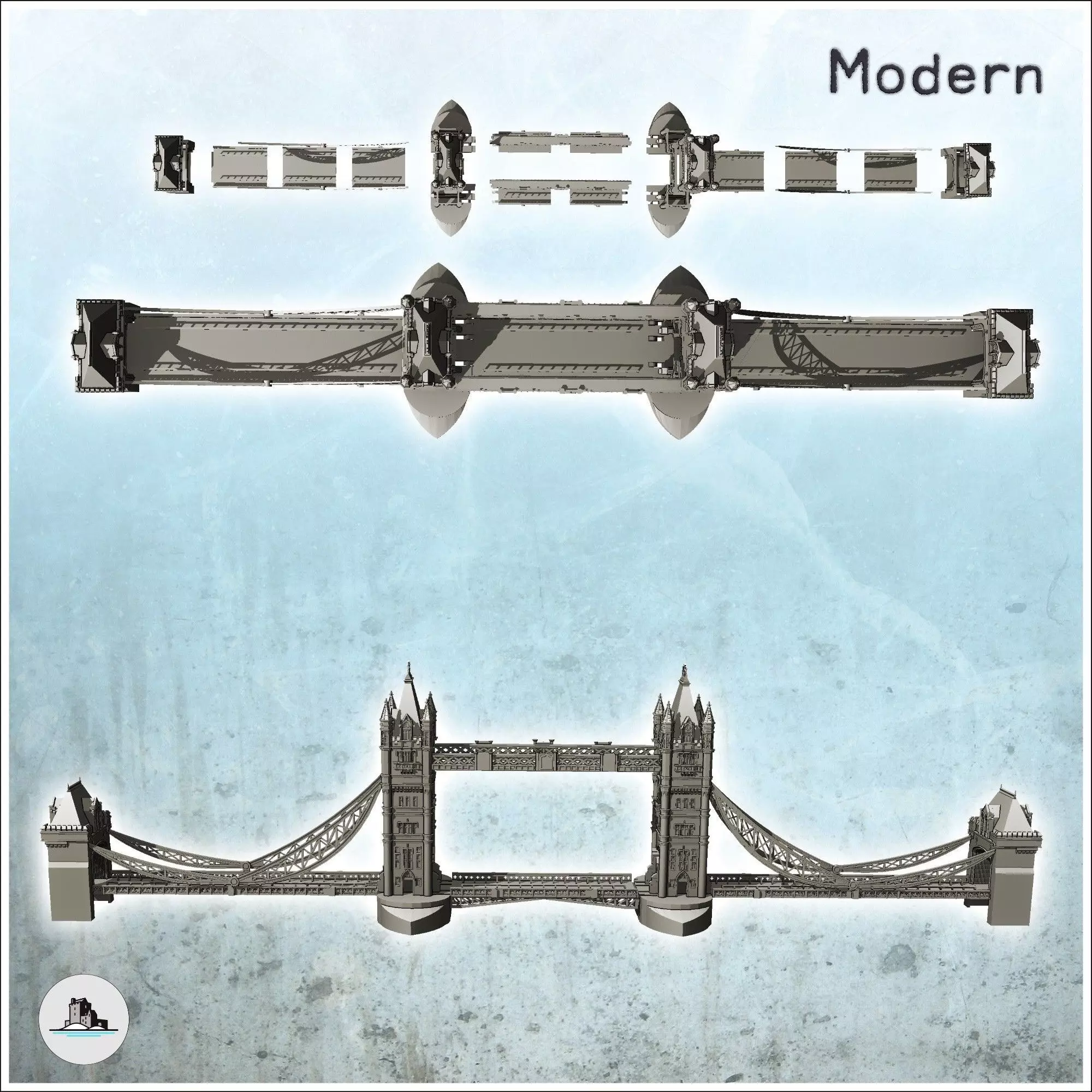 Tower Bridge over the Thames London United Kingdom - Modern WW2  3D print model_3