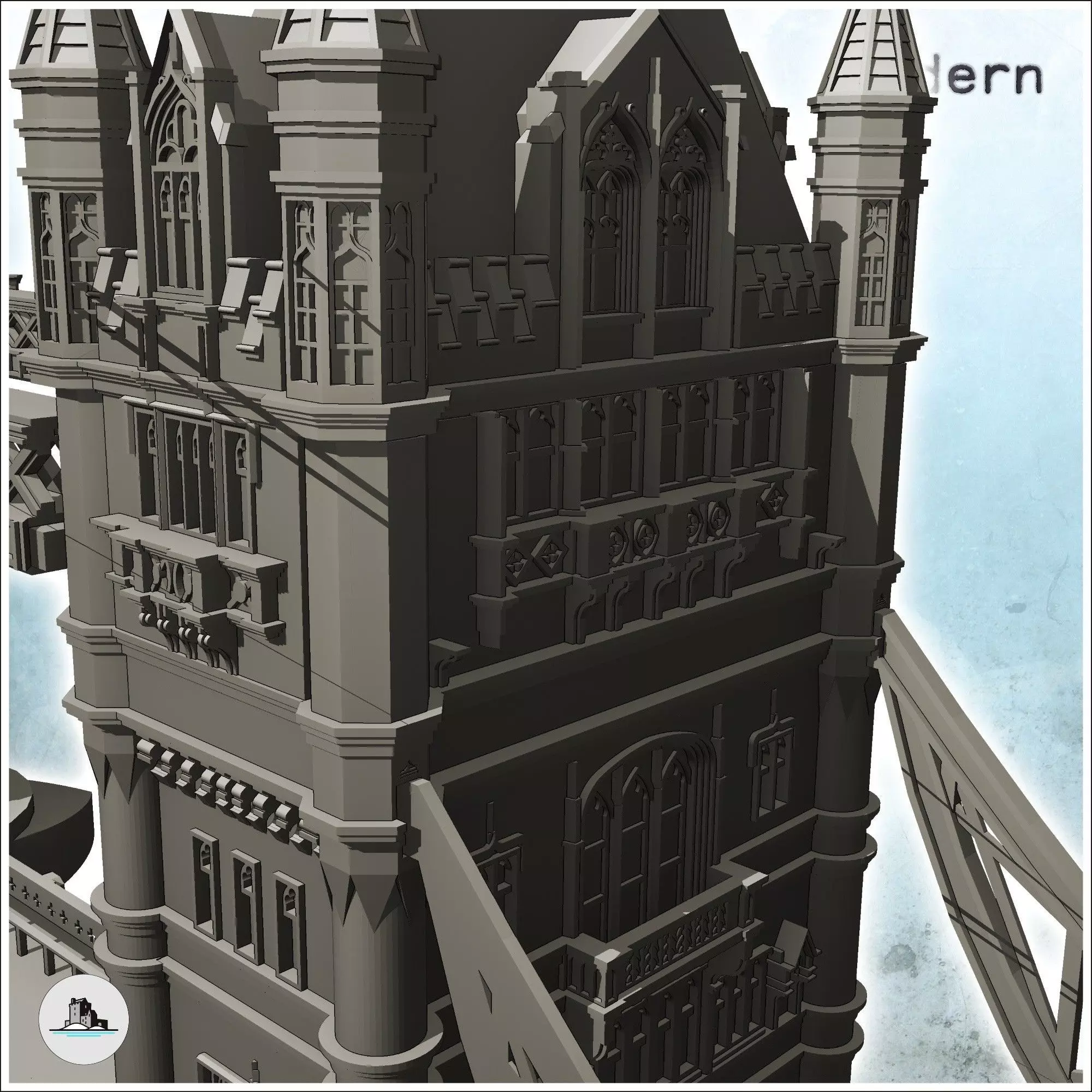 Tower Bridge over the Thames London United Kingdom - Modern WW2  3D print model_5