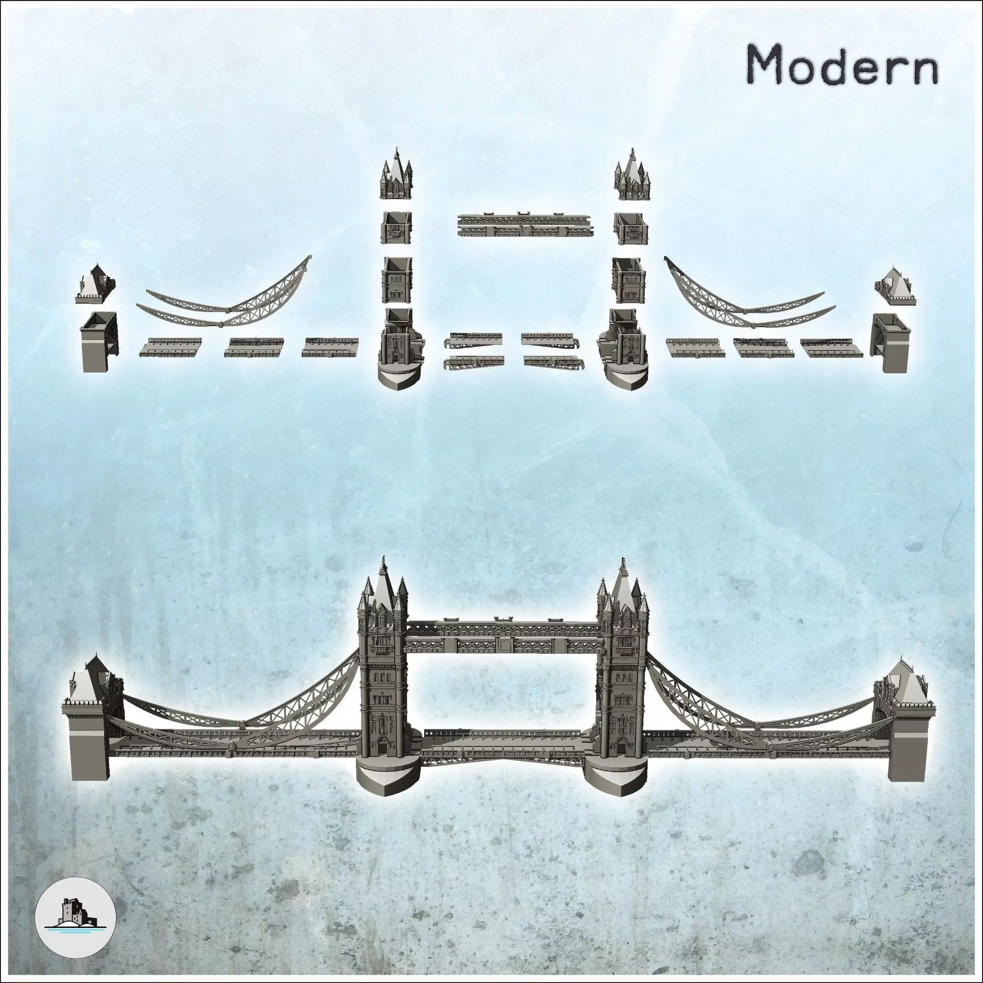 Tower Bridge over the Thames London United Kingdom - Modern WW2  3D print model_1