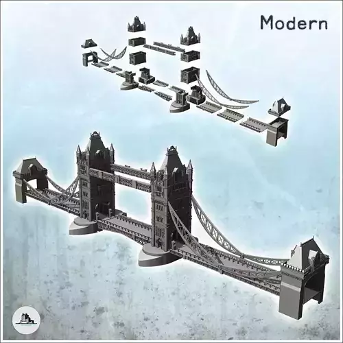 Tower Bridge over the Thames London United Kingdom - Modern WW2  3D print model Tower Bridge over the Thames London United Kingdom - Modern WW2  3D print model