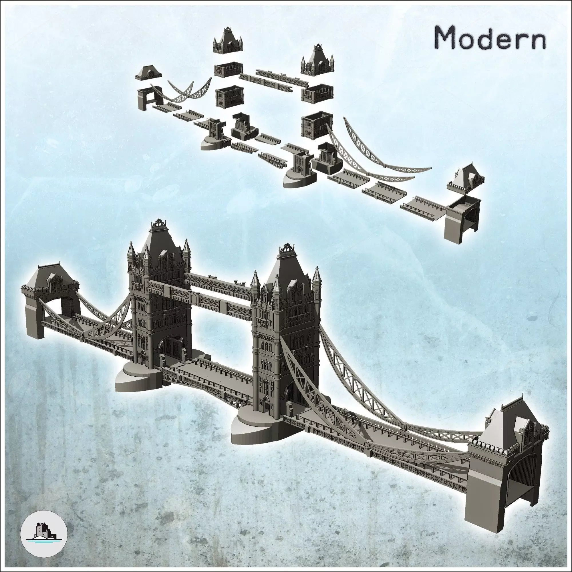 Tower Bridge over the Thames London United Kingdom - Modern WW2  3D print model_0