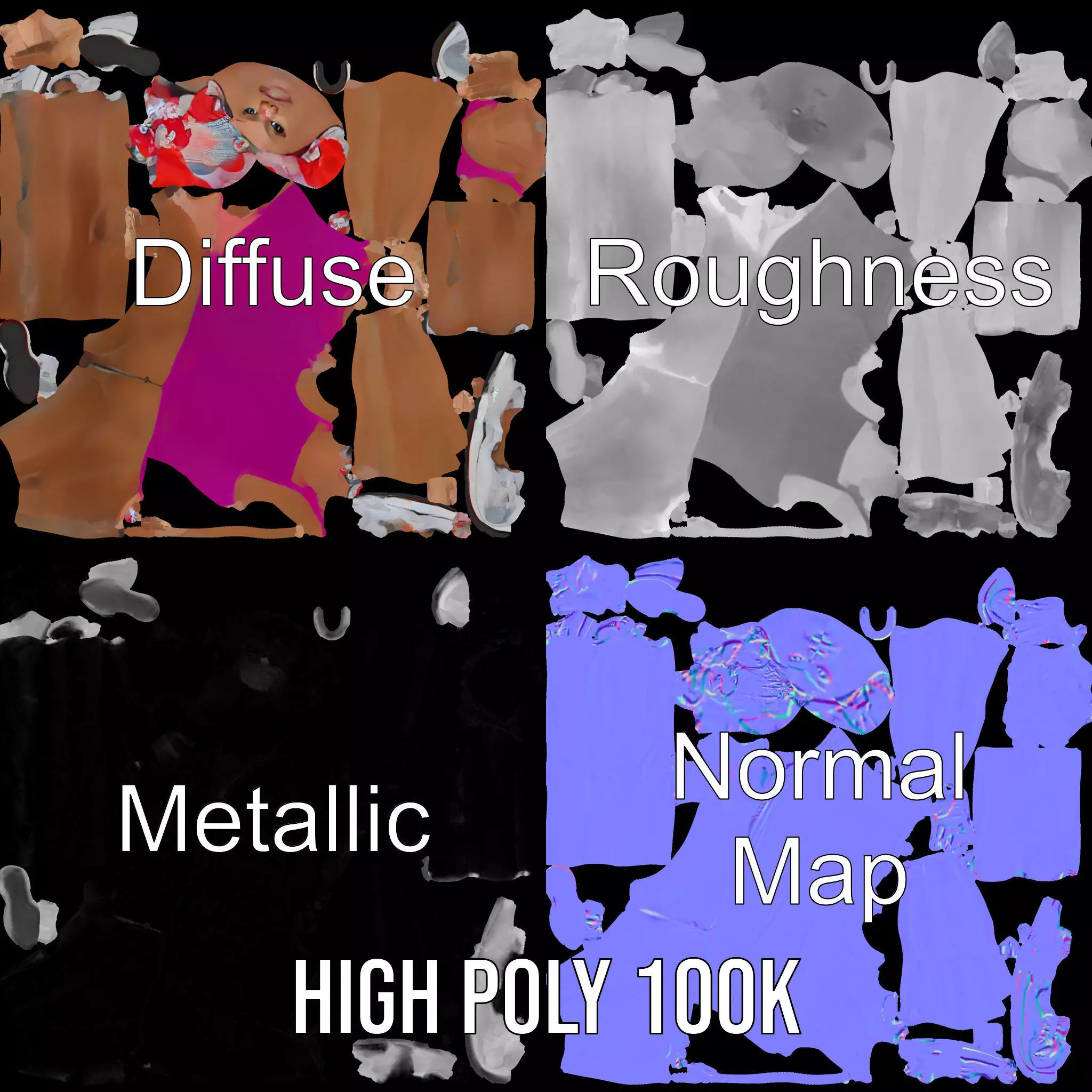 Vibrant Athletic Female model pack Low-poly 3D model_3