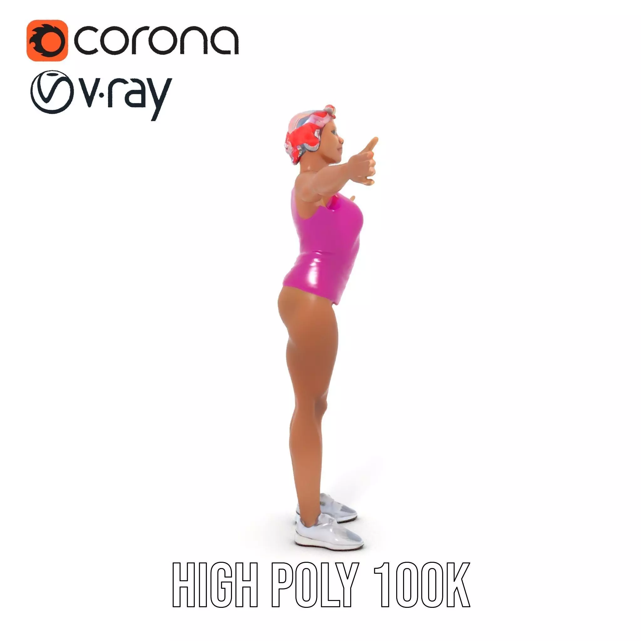 Vibrant Athletic Female model pack Low-poly 3D model_12