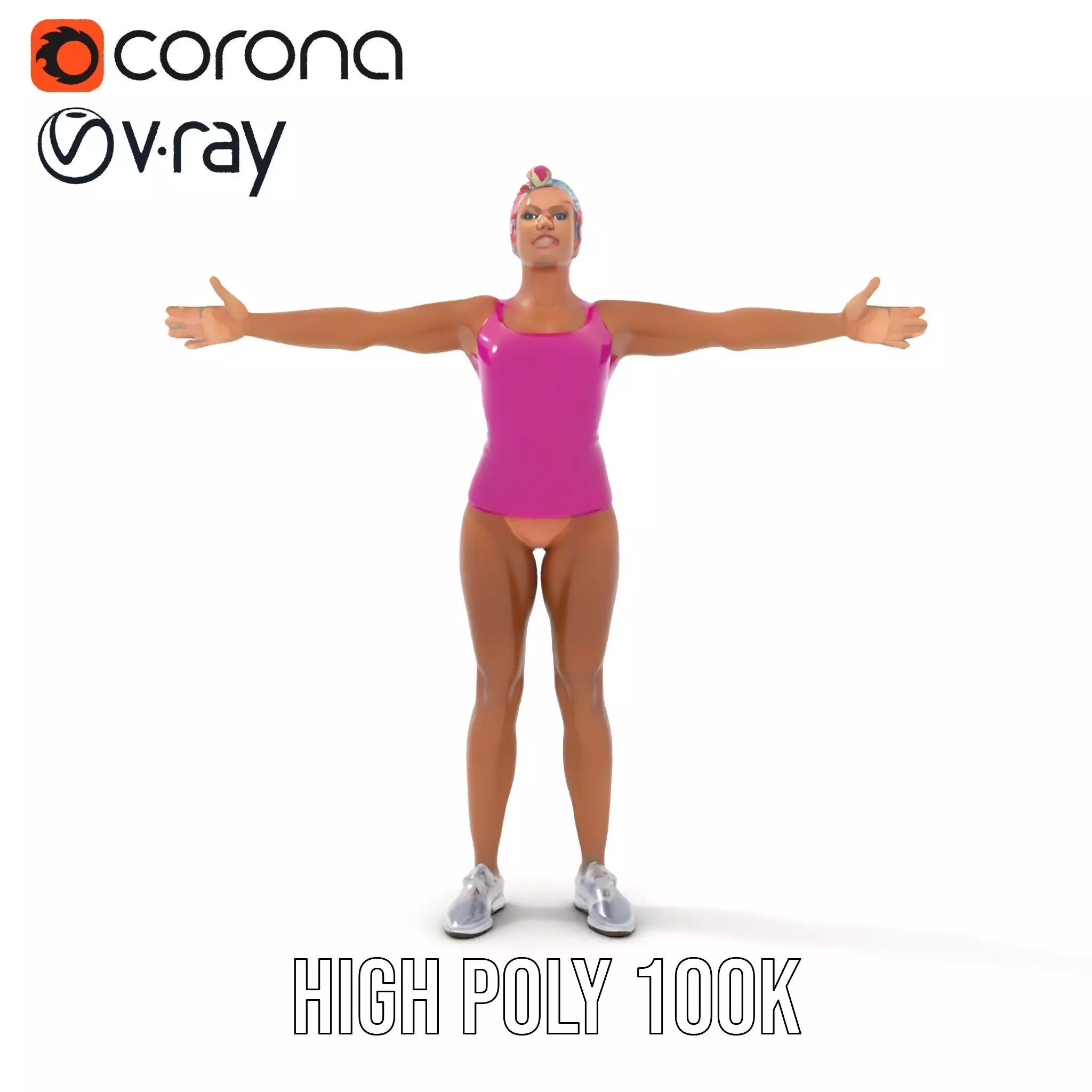 Vibrant Athletic Female model pack Low-poly 3D model_33