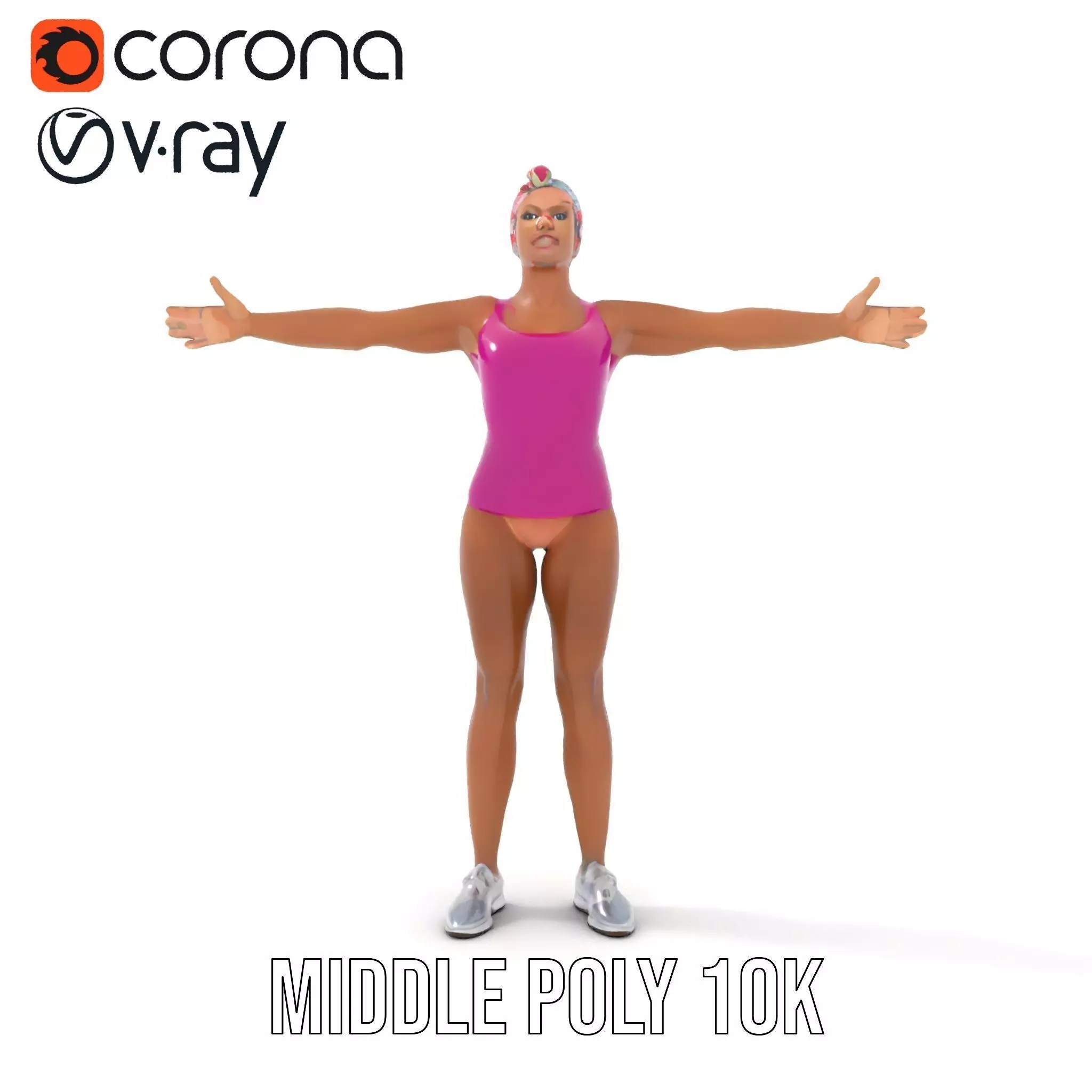 Vibrant Athletic Female model pack Low-poly 3D model_25